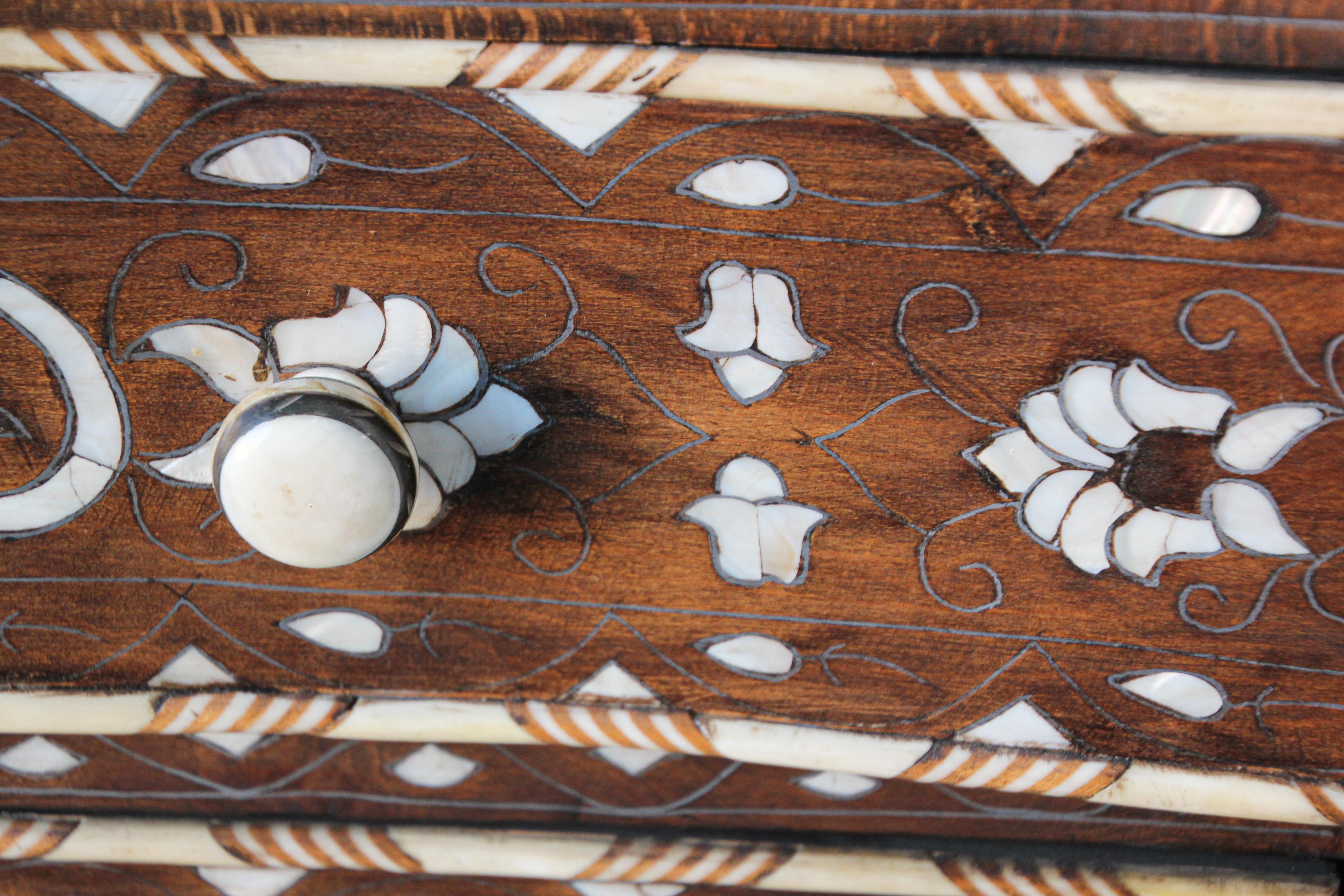 Moorish Chest of Drawers Wood Inlay Moroccan Dresser 12
