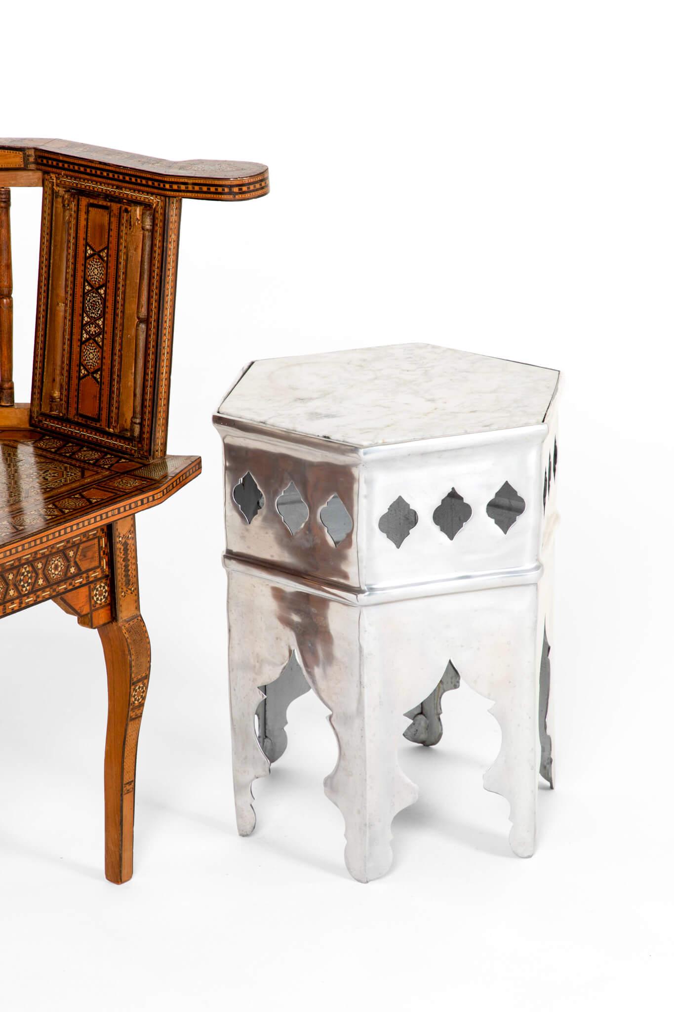 Moorish Chrome Side Table For Sale 6