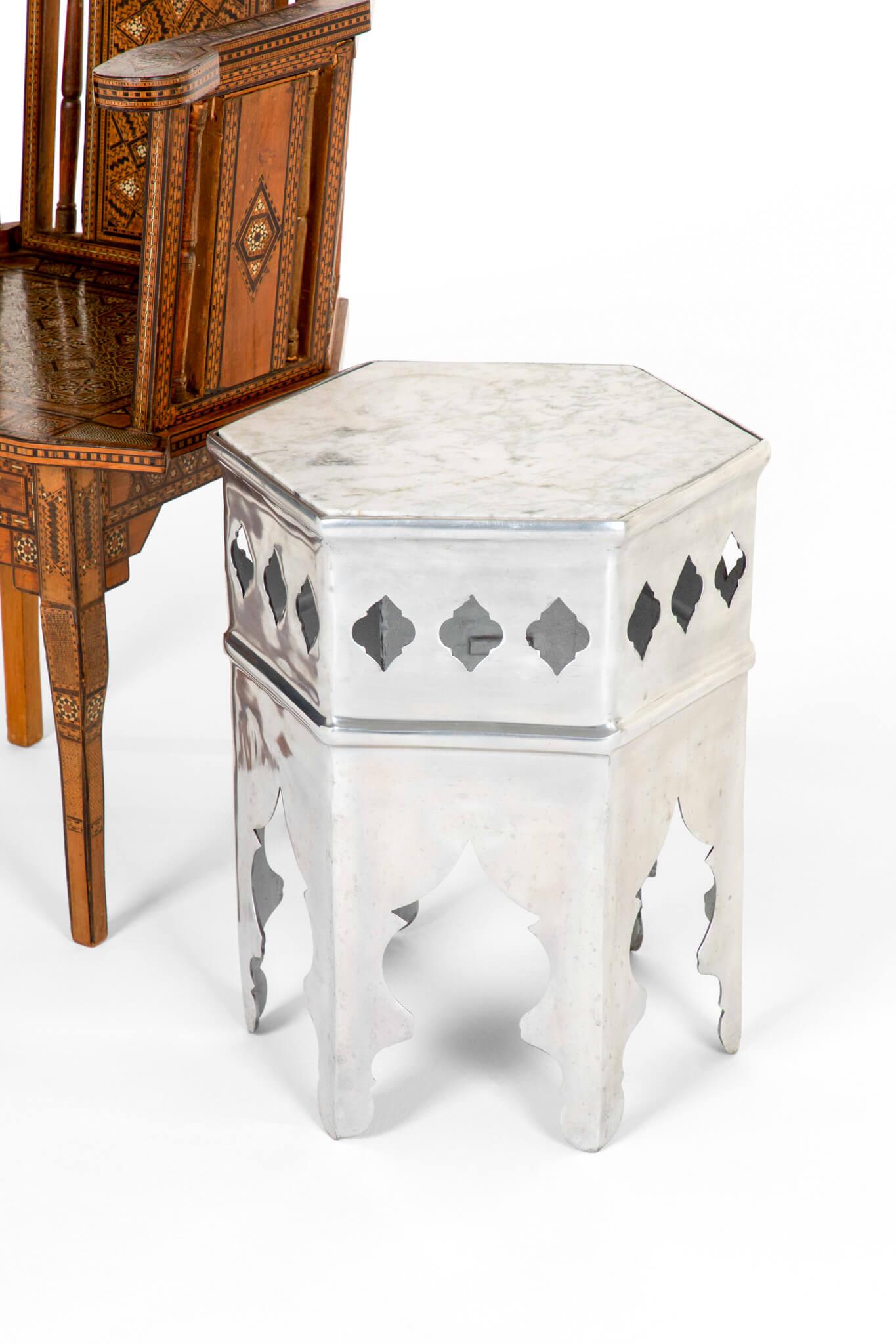 Moorish Chrome Side Table For Sale 7
