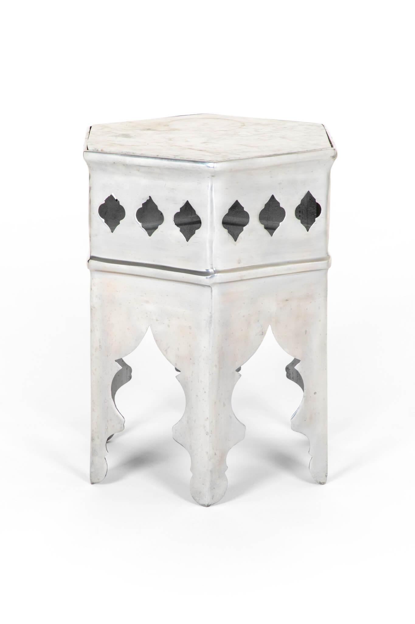 British Moorish Chrome Side Table For Sale