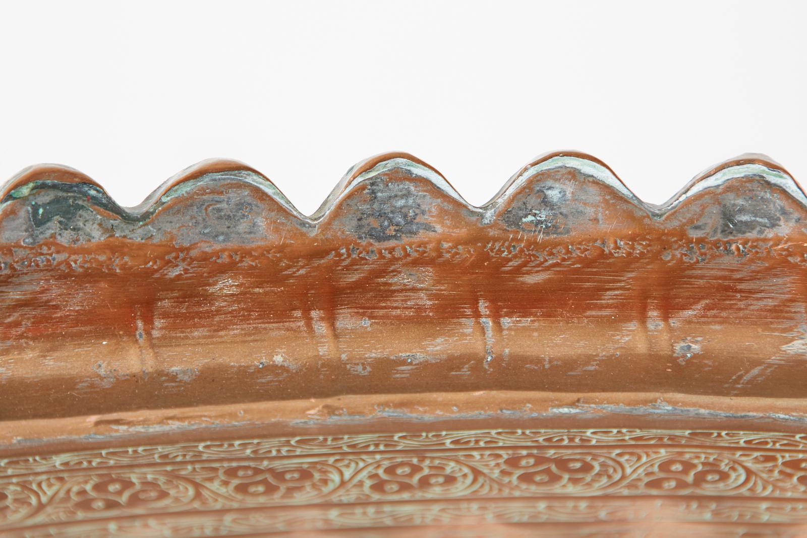 Moorish Copper Tray Table with Folding Base 6