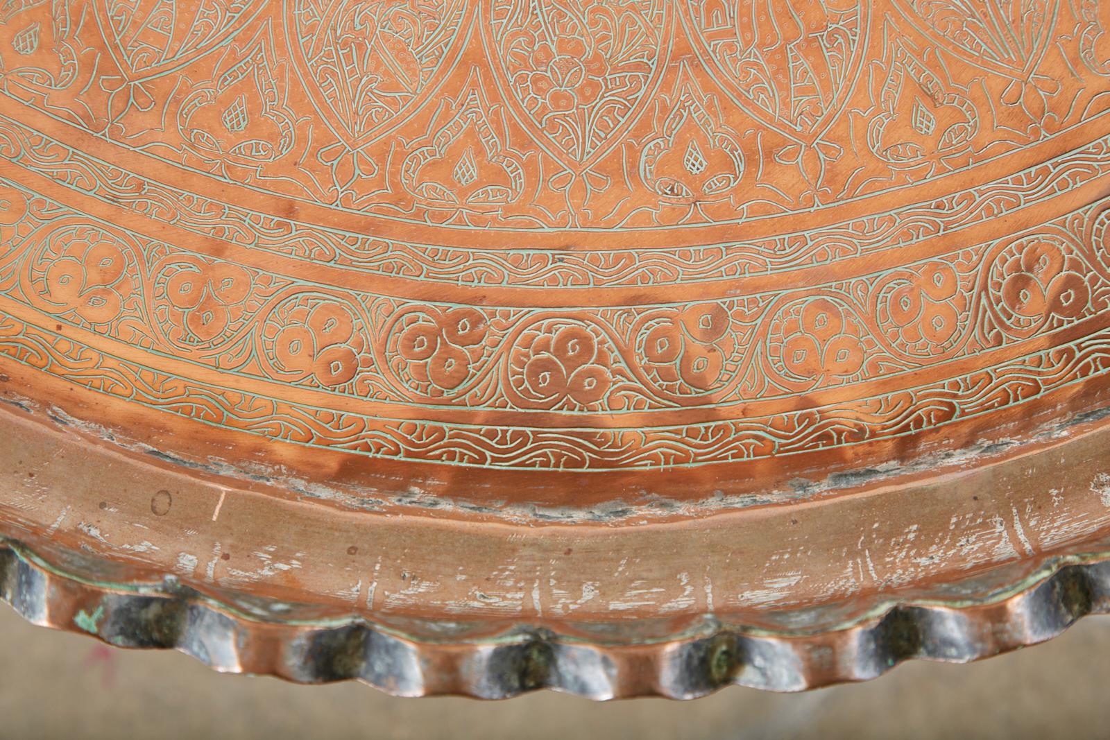 Moorish Copper Tray Table with Folding Base 8