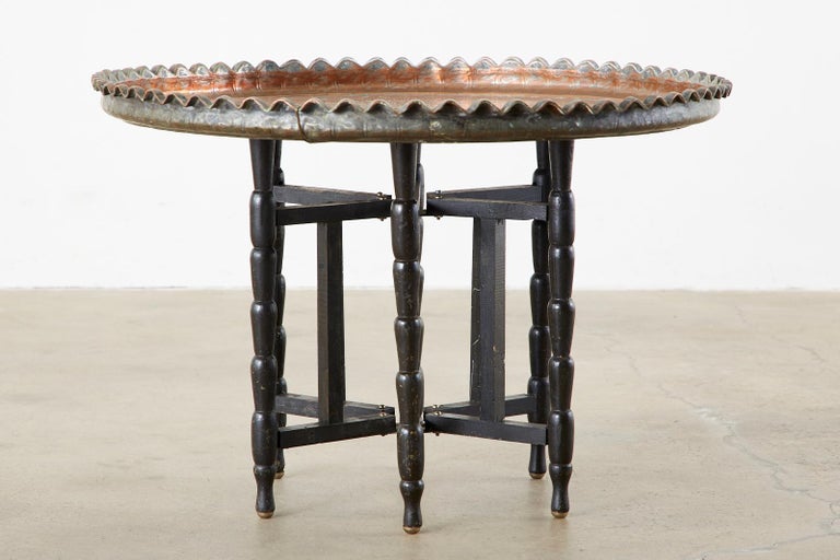 Moorish Copper Tray Table with Folding Base at 1stDibs copper tray coffee table, turkish tray