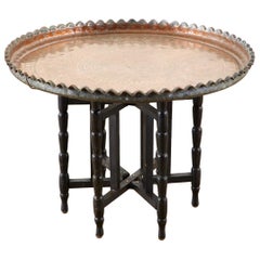 Moorish Copper Tray Table with Folding Base