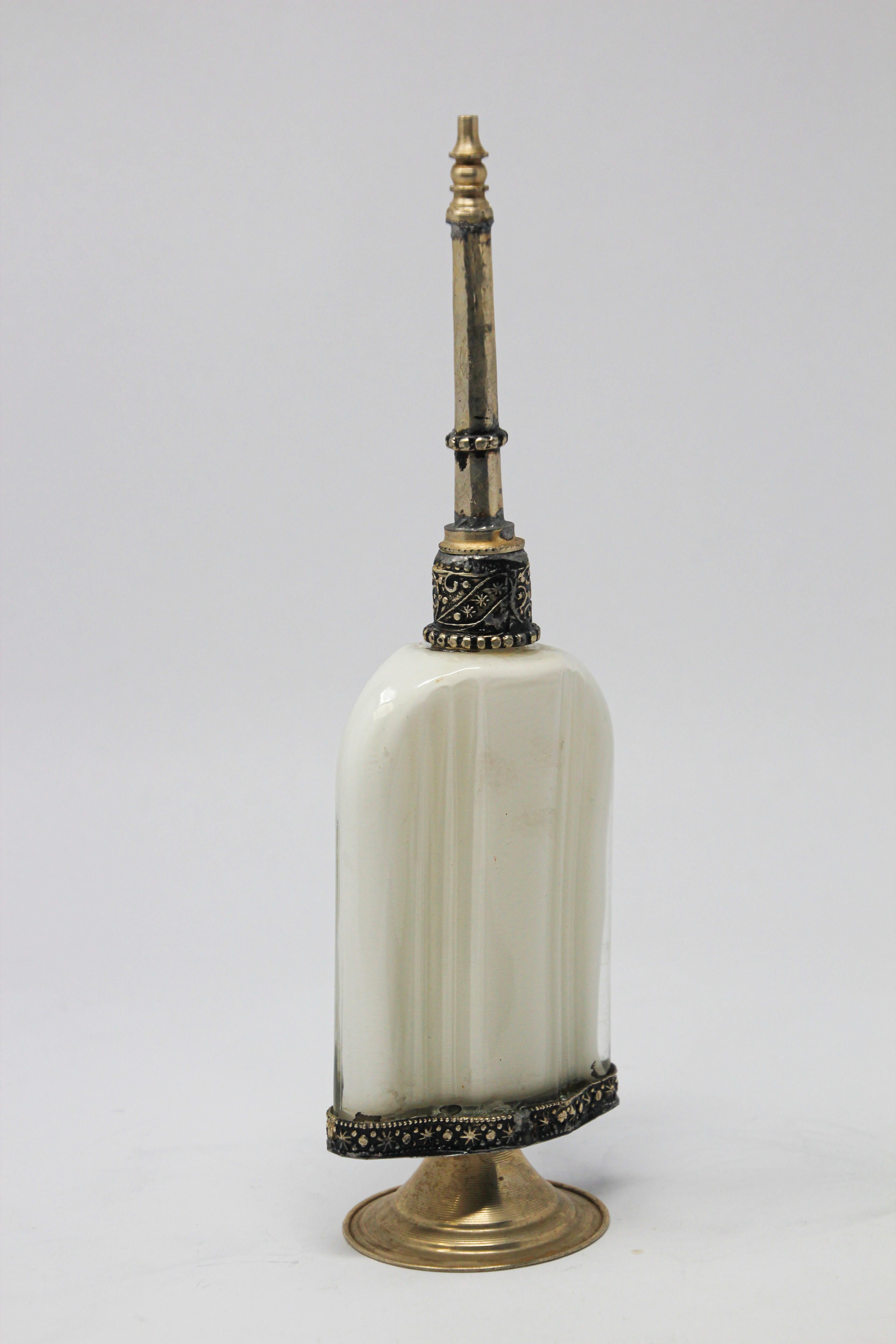 Moorish Decorative Glass Perfume Bottle Sprinkler with Embossed Metal Overlay 2