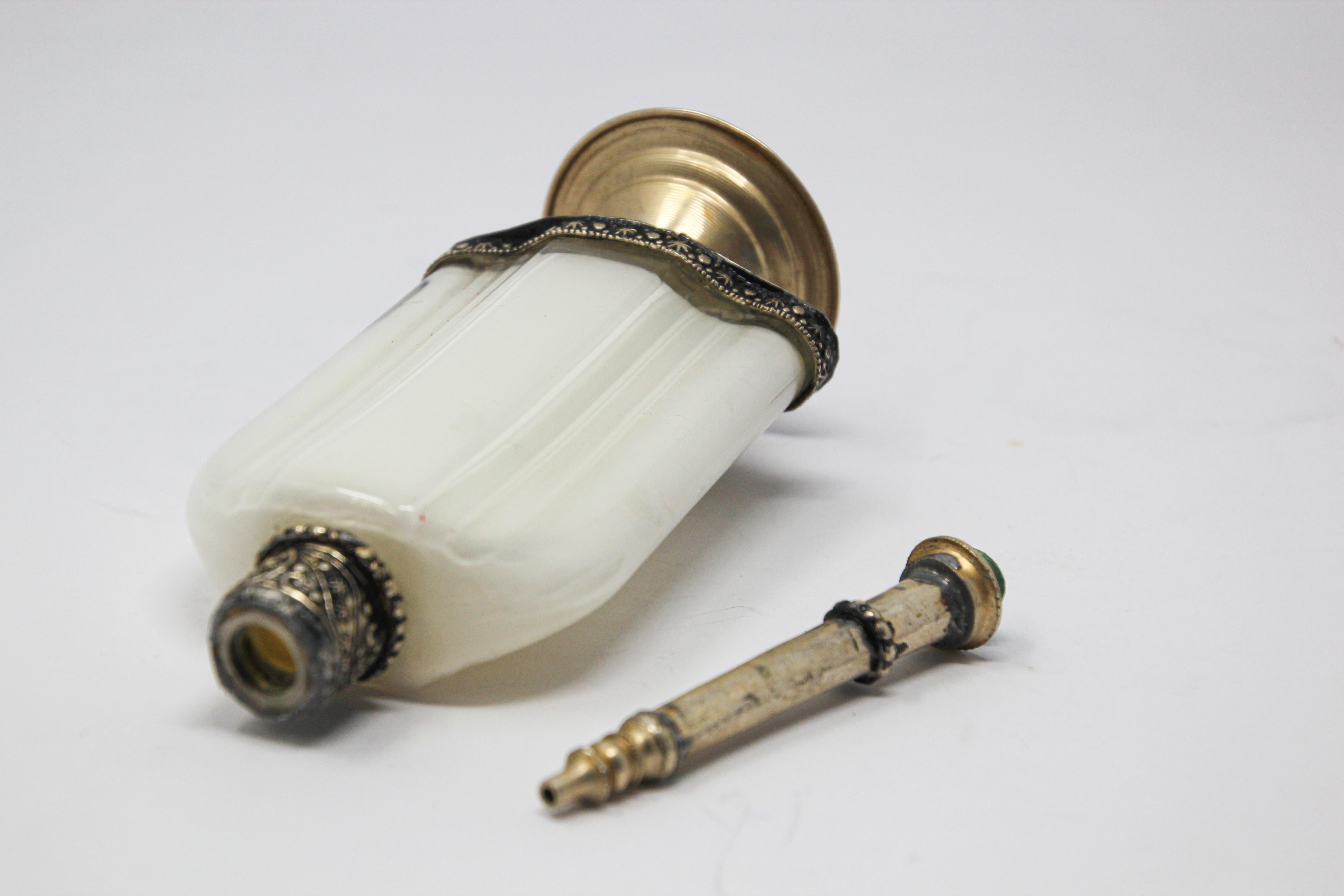 Moorish Decorative Glass Perfume Bottle Sprinkler with Embossed Metal Overlay 5