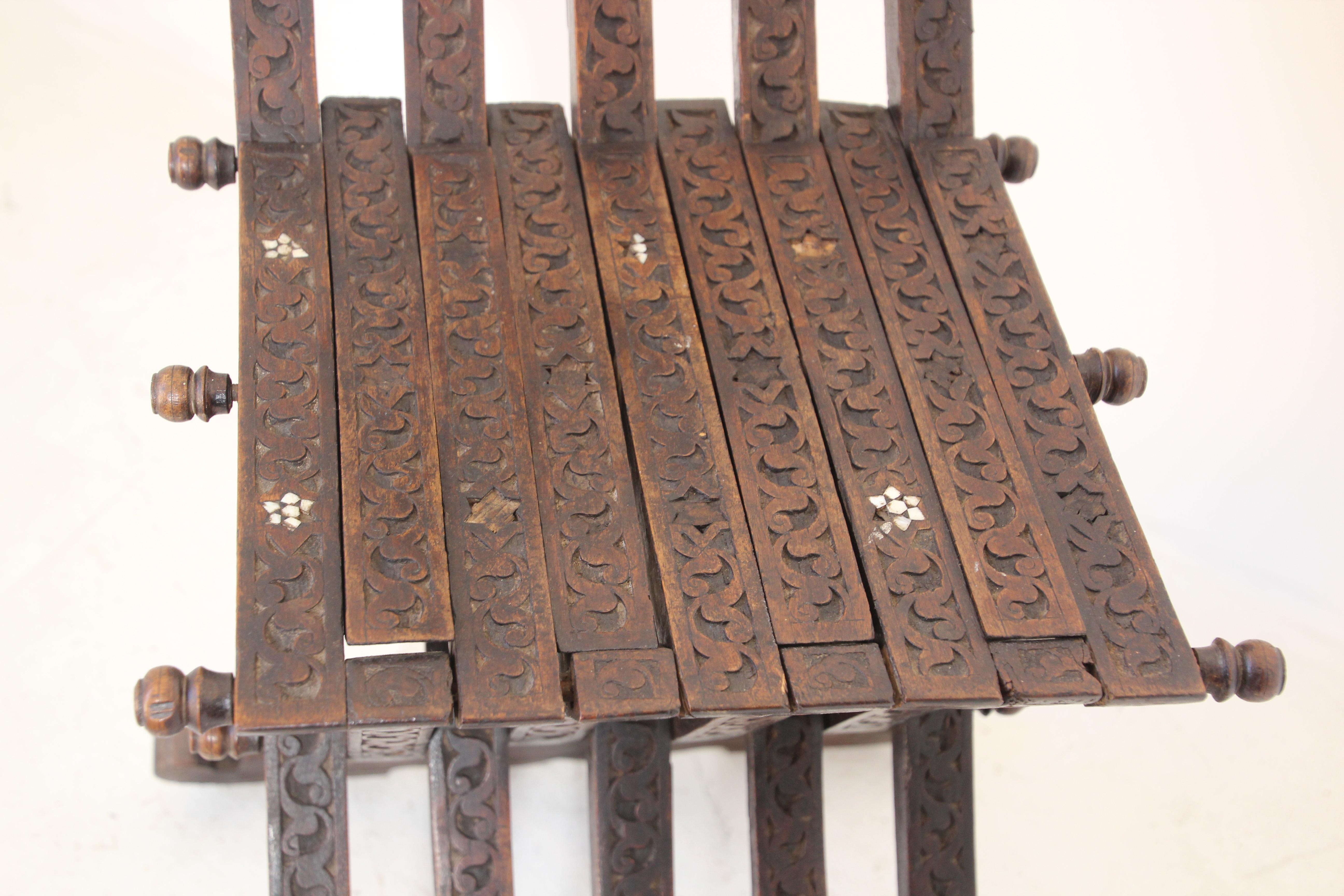 Moorish Egyptian 19th Century Folding Chair Inlaid For Sale 4