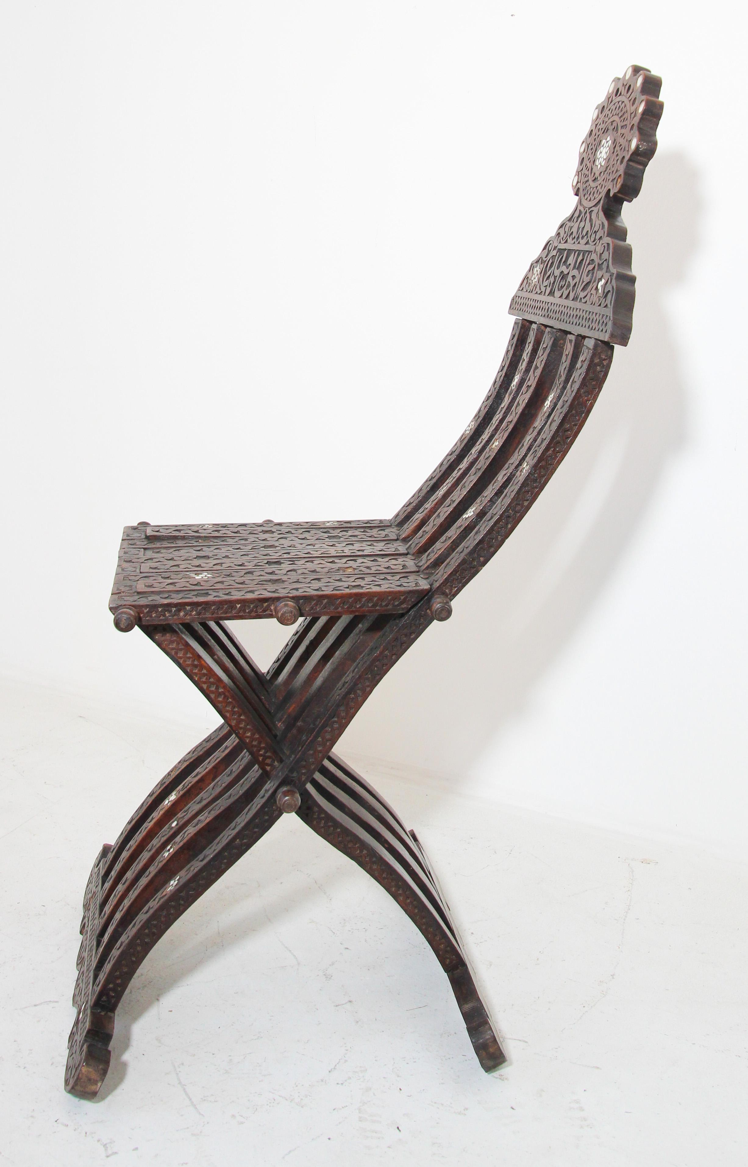 Moorish Egyptian 19th Century Folding Chair Inlaid For Sale 10