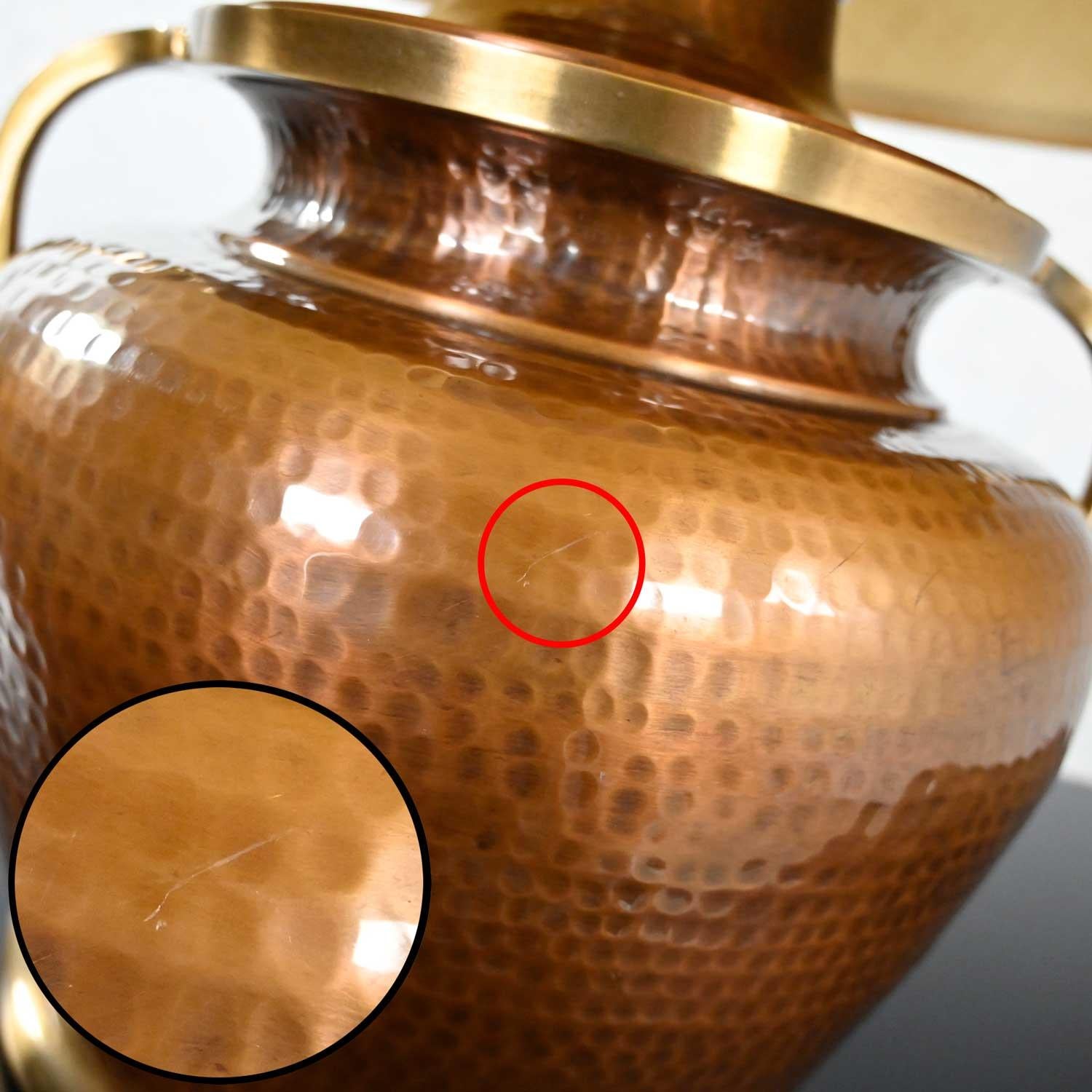 Moorish Frederick Cooper Style Hammered Copper Bulbus Urn Shape 2 Handled Lamp  For Sale 6