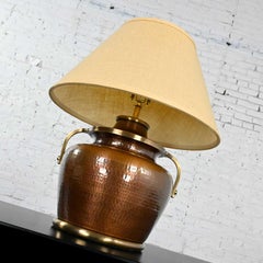 Moorish Frederick Cooper Style Hammered Copper Bulbus Urn Shape 2 Handled Lamp