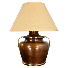 Moorish Frederick Cooper Style Hammered Copper Bulbus Urn Shape 2 Handled Lamp 