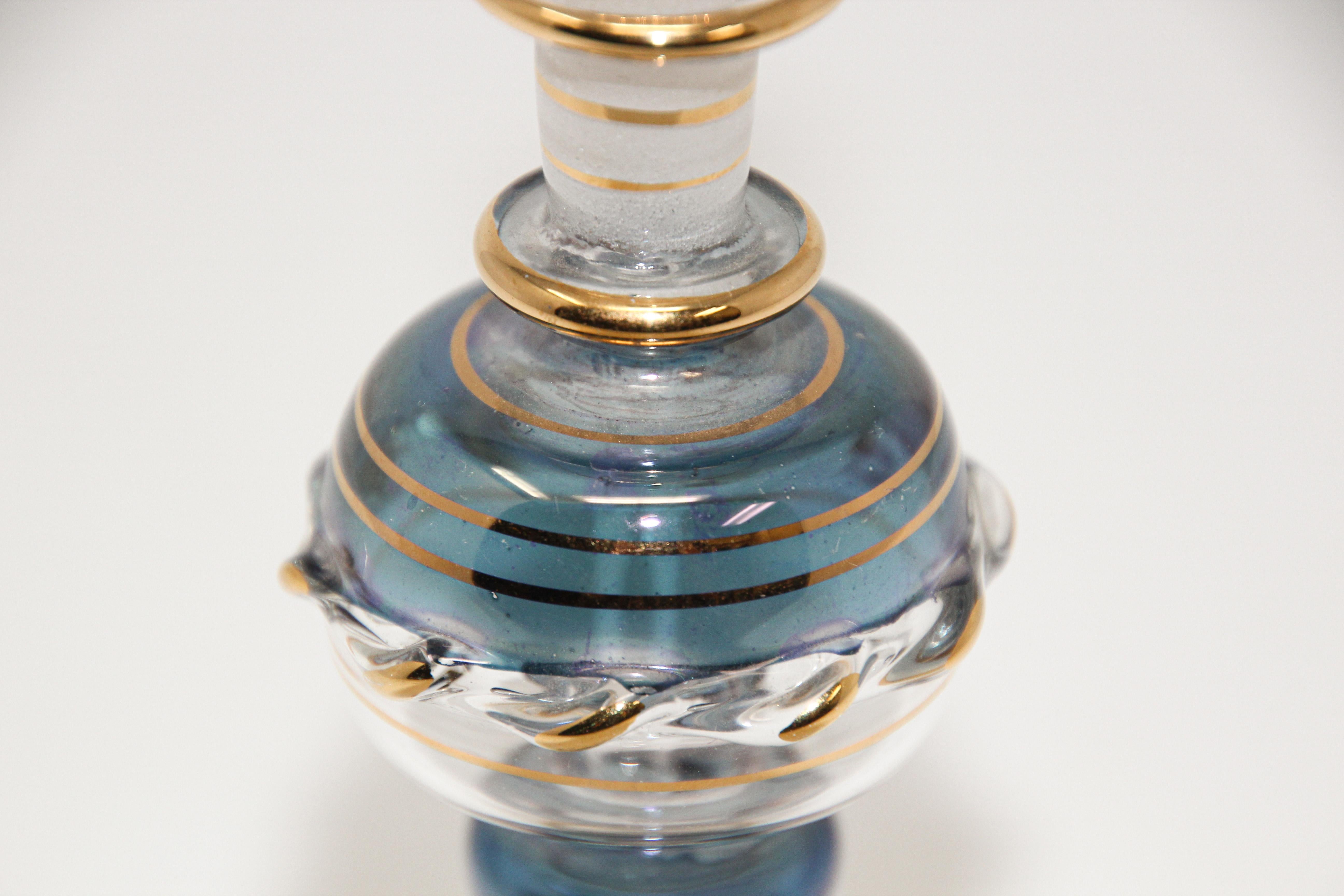 Moorish Hand Blown Gilt Glass Bohemian Perfume Bottle For Sale 2