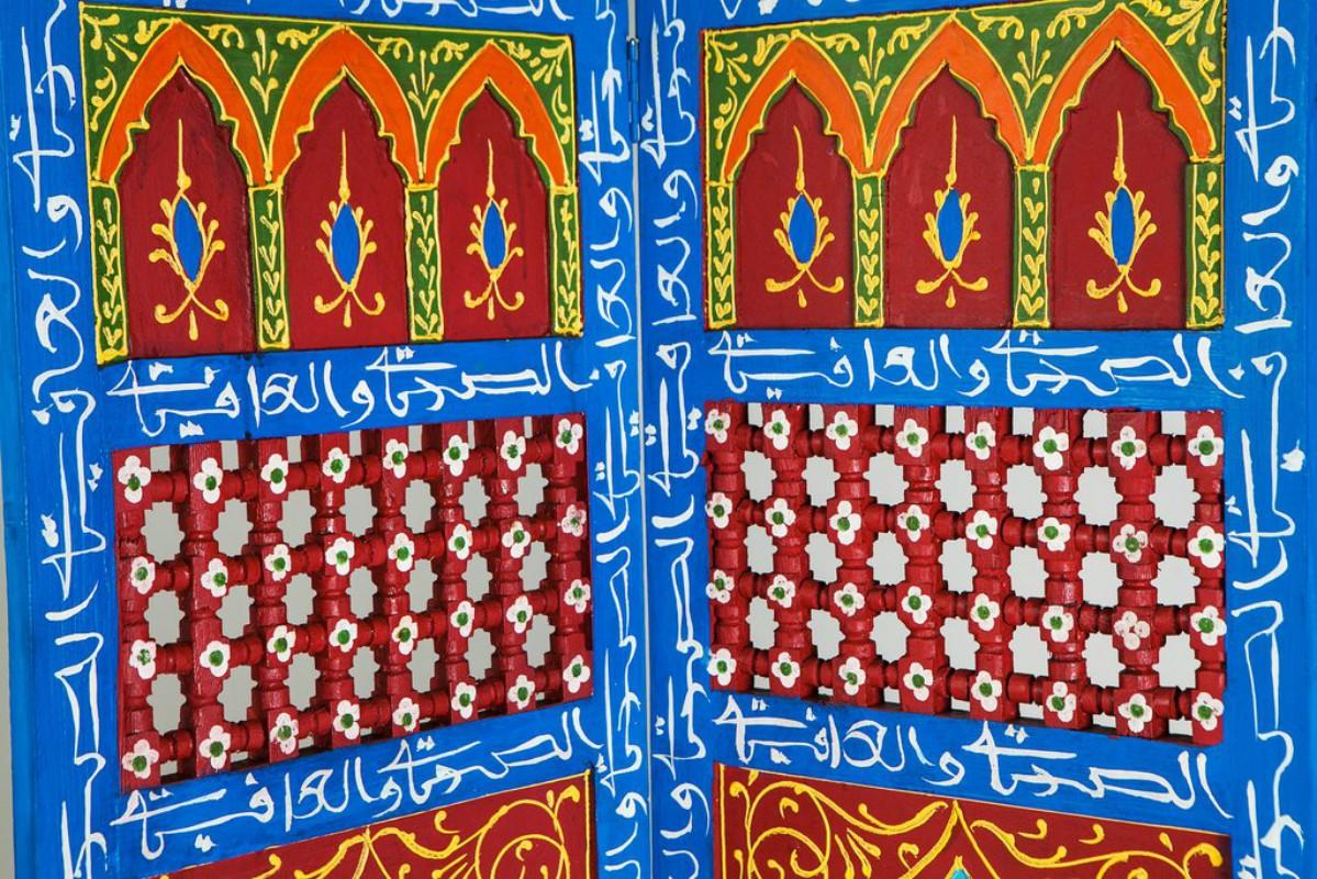 Moroccan Moorish Hand-Painted Oasis Room Divider