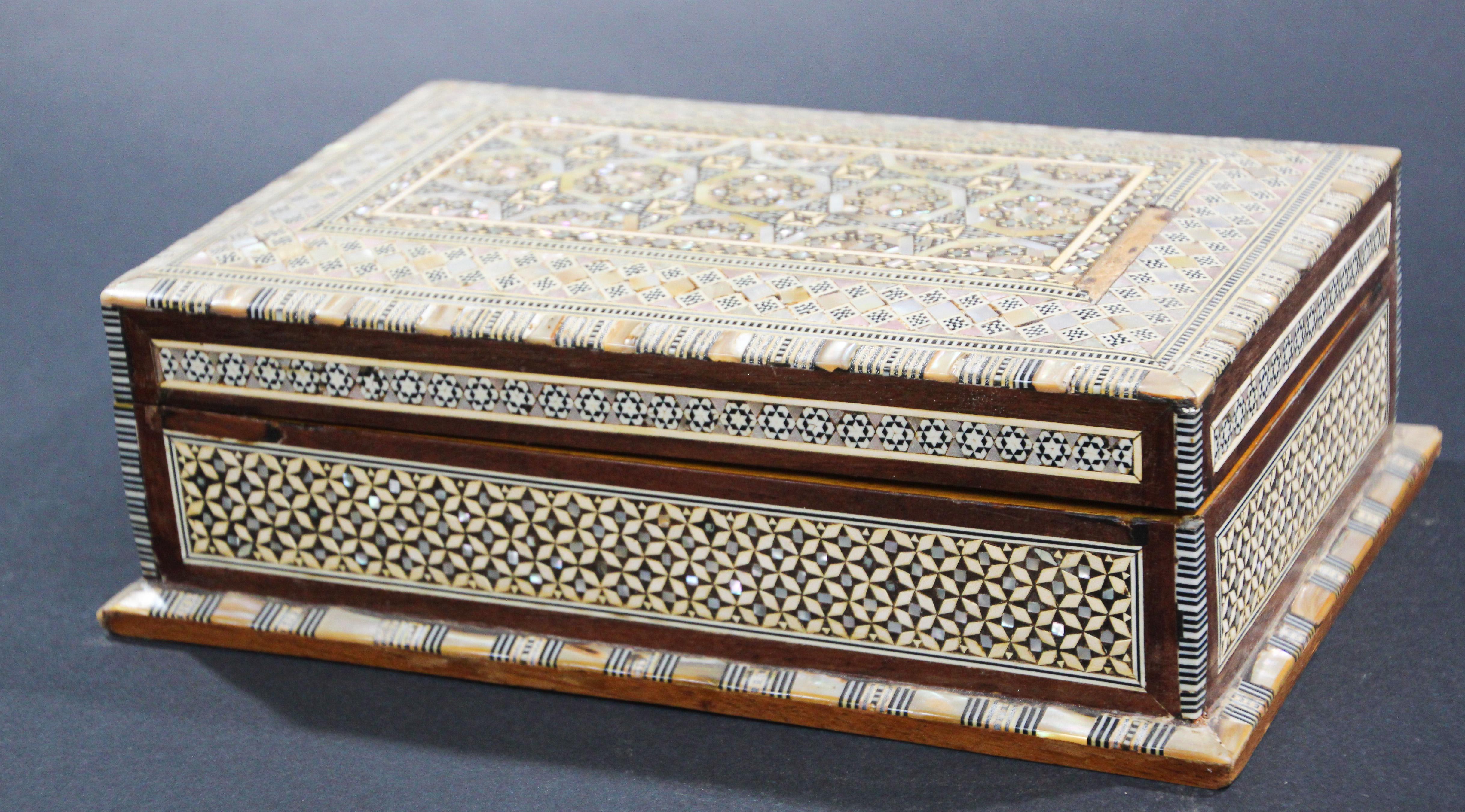 Moorish Handcrafted Middle Eastern Mosaic Shell Inlaid Decorative Jewelry Box 5