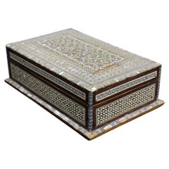 Moorish Handcrafted Middle Eastern Mosaic Shell Inlaid Decorative Jewelry Box