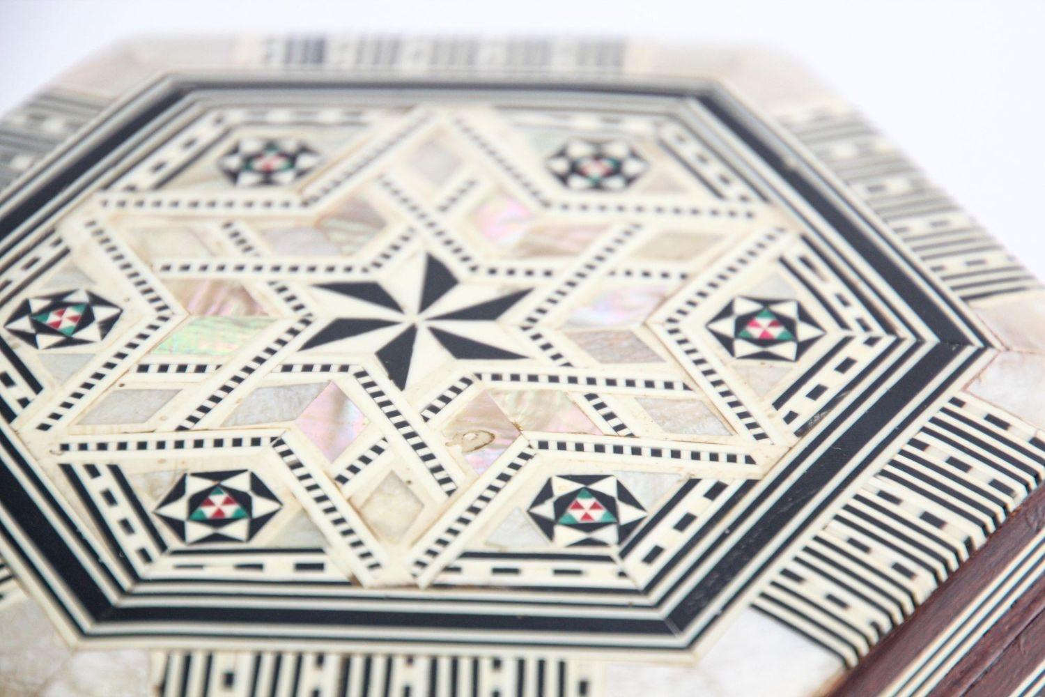 Moorish Handcrafted Hexagonal Box With Mosaic Inlaid 5