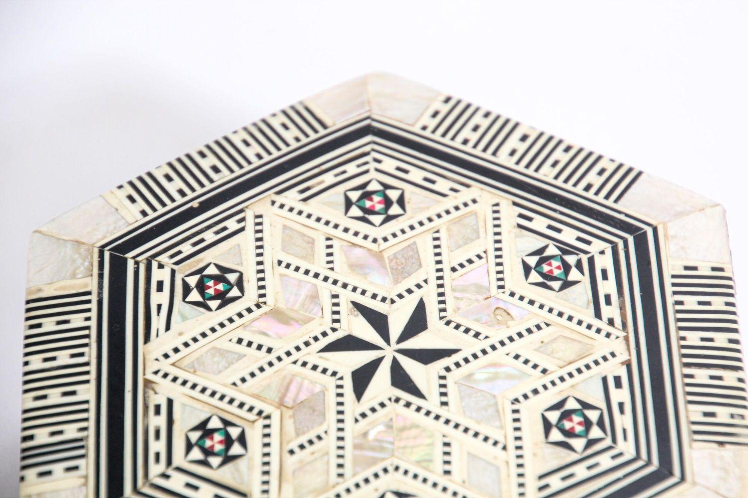 Moorish Handcrafted Hexagonal Box With Mosaic Inlaid 3