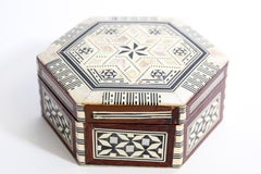 Moorish Handcrafted Octagonal Box with White Mosaic Marquetry