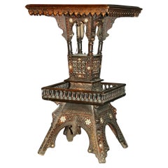 Moorish Handcrafted Octagonal Pedestal Table Inlaid with Mosaic Marquetry