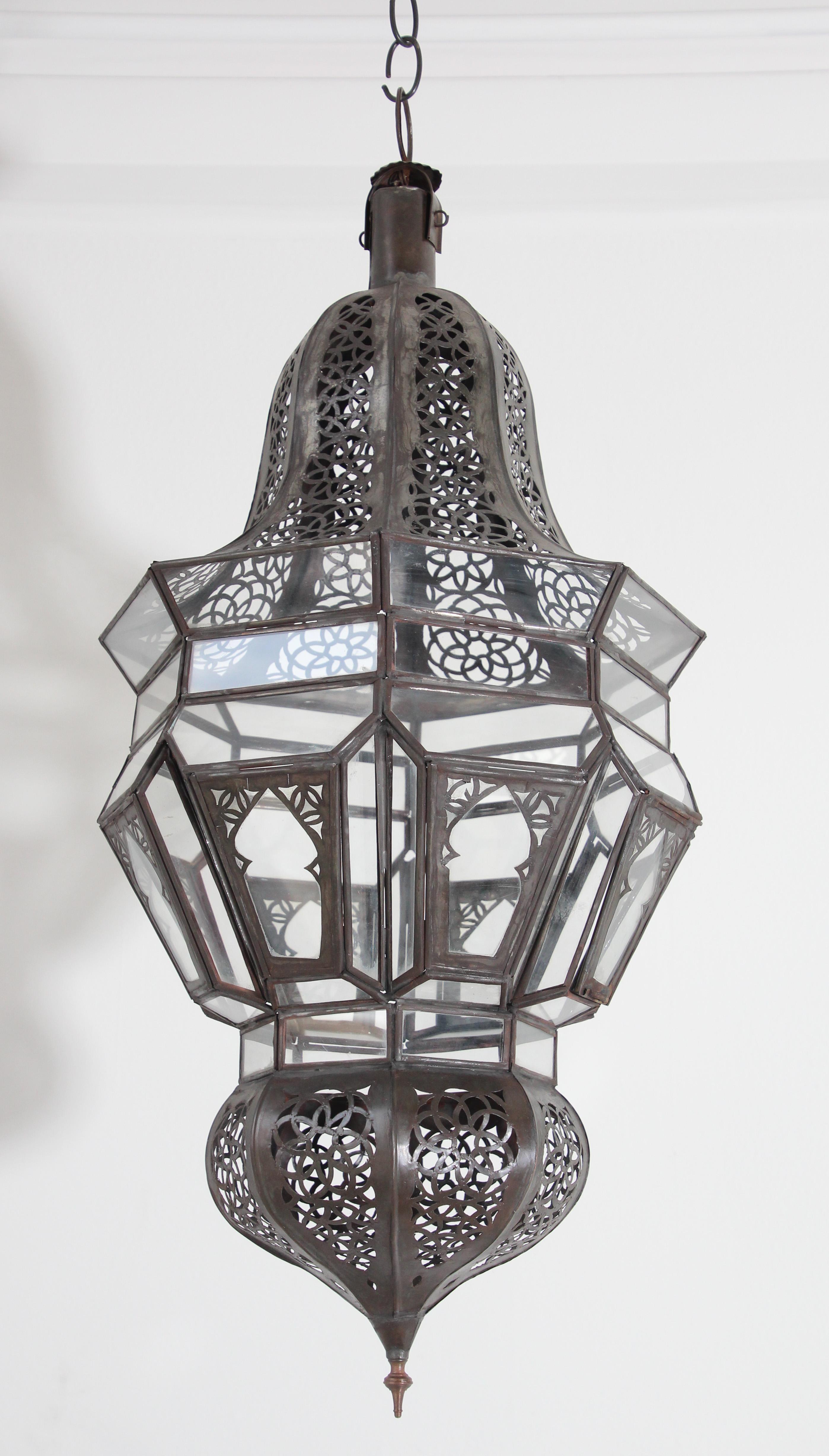 Moroccan Hanging Glass Lantern For Sale 3