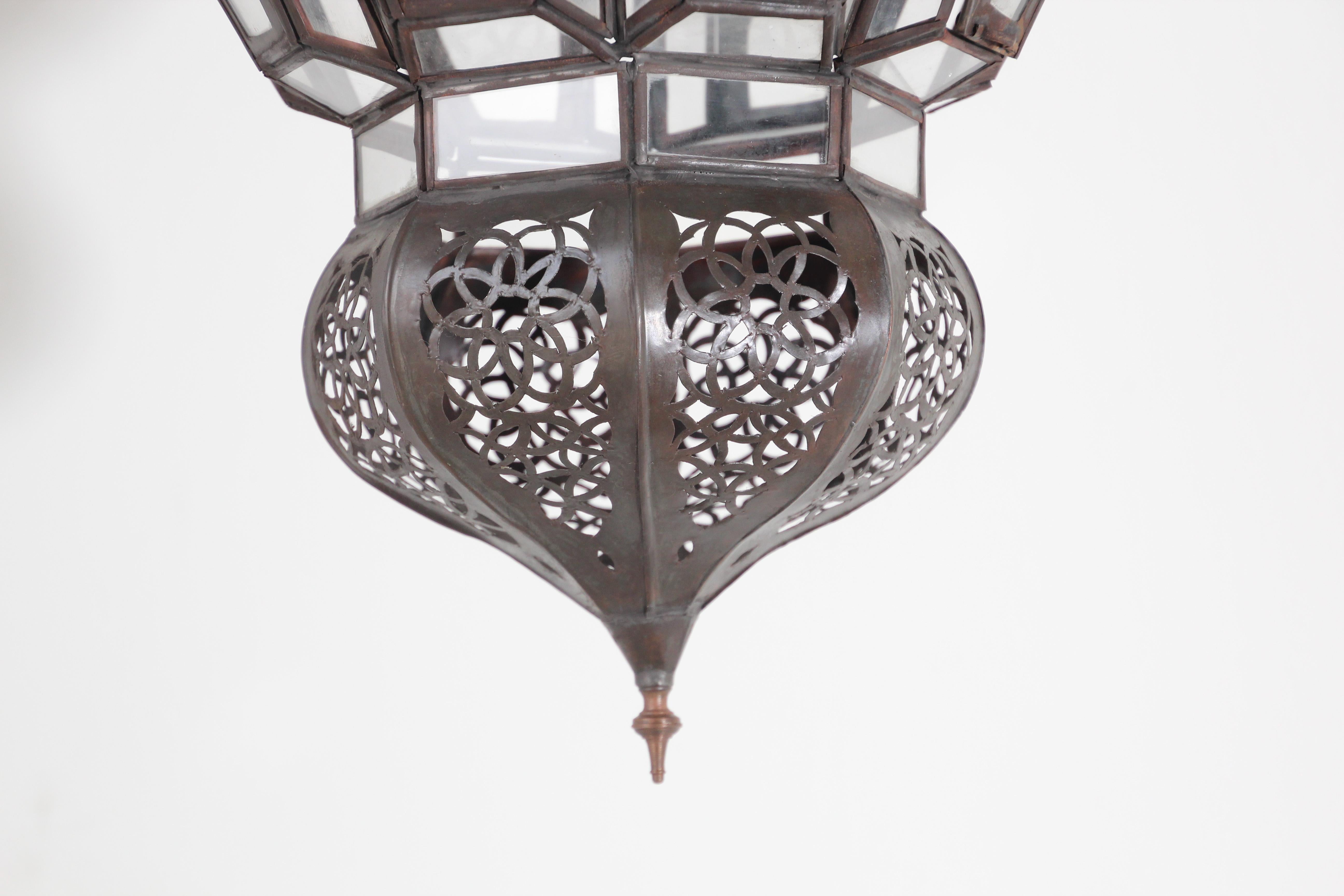 Moroccan Hanging Glass Lantern For Sale 4
