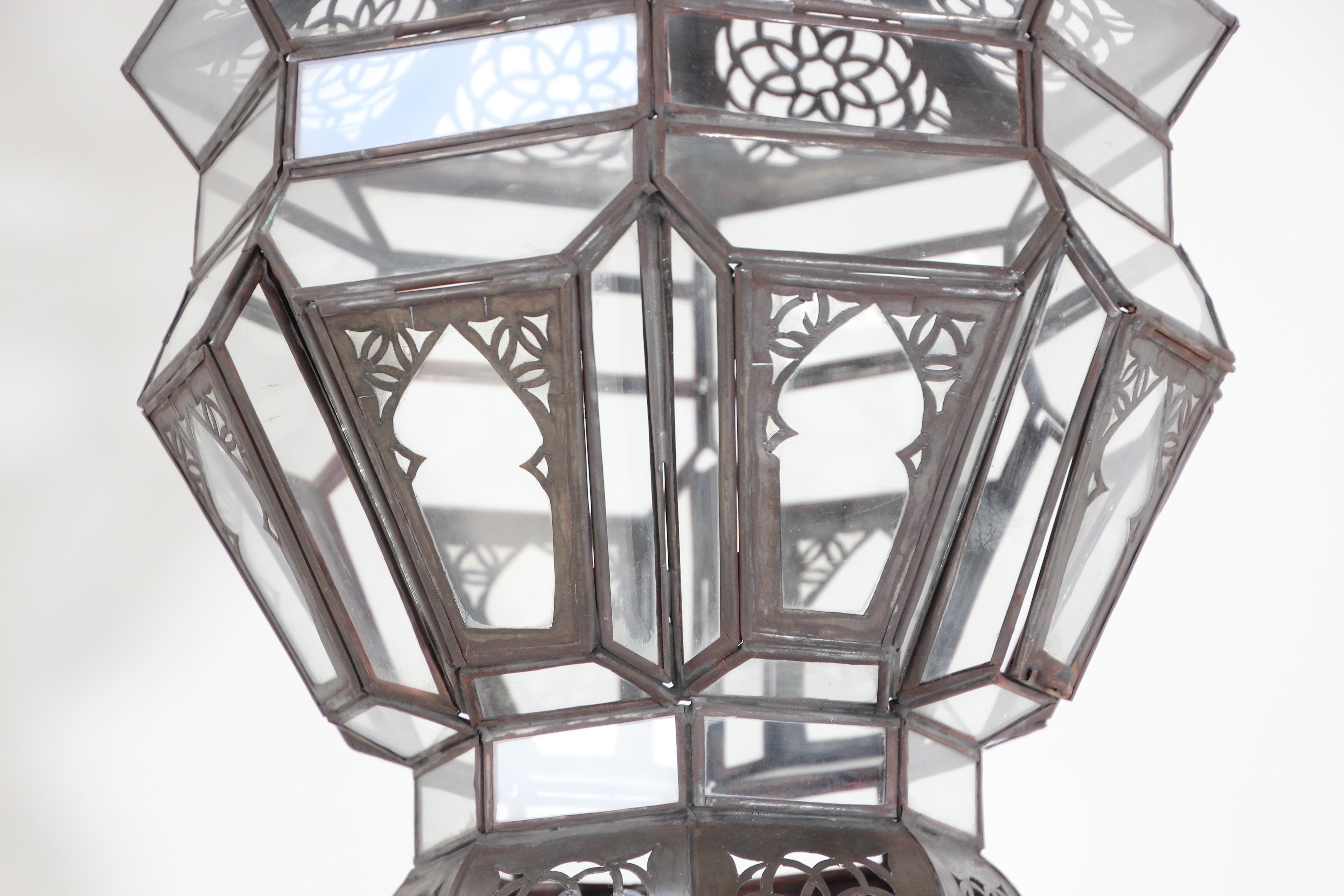 Moroccan Hanging Glass Lantern For Sale 5