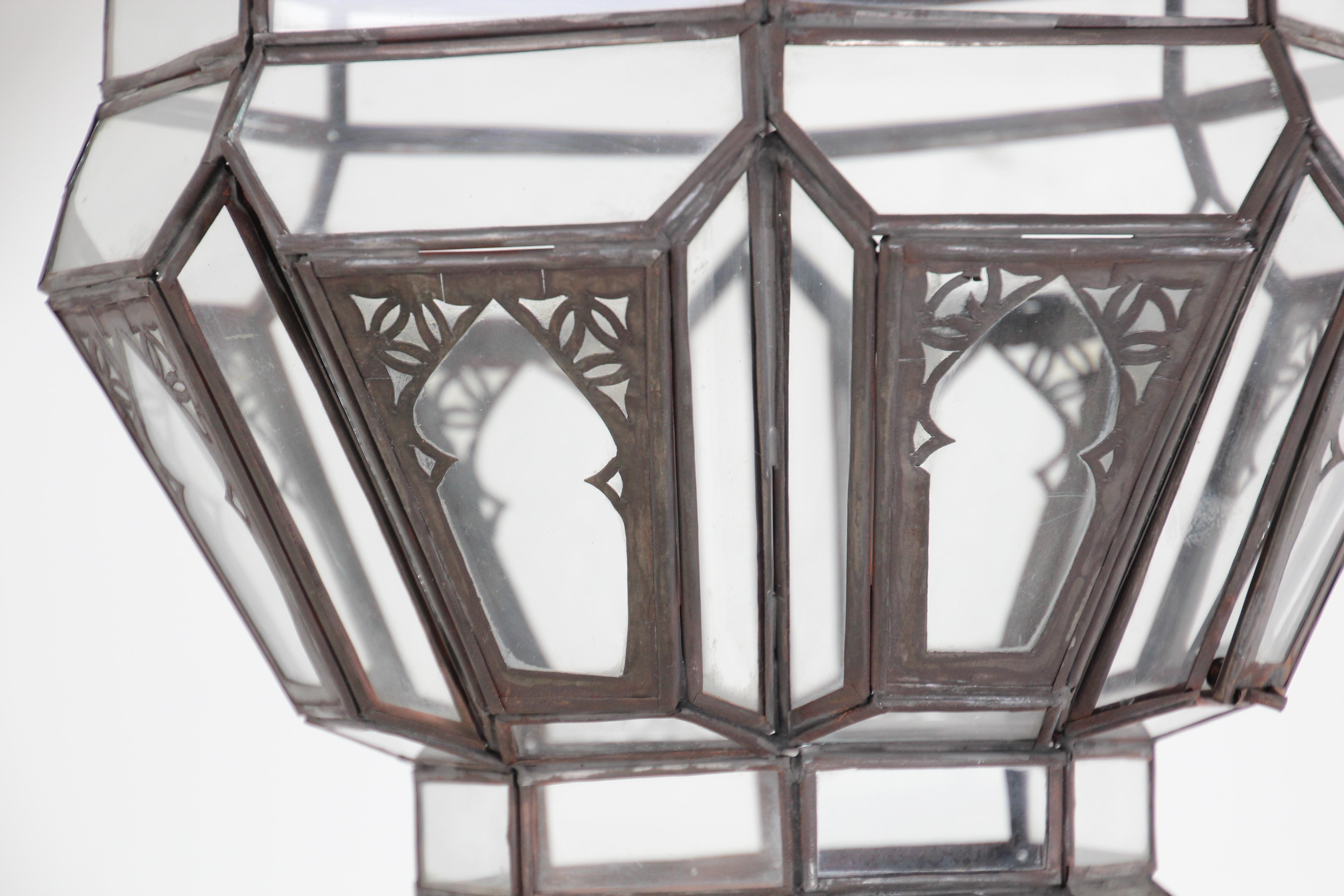 20th Century Moroccan Hanging Glass Lantern For Sale