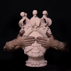 Vasi opachi a testa moresca collezione "Carini", set di 2 pezzi, fatti a mano in Italia