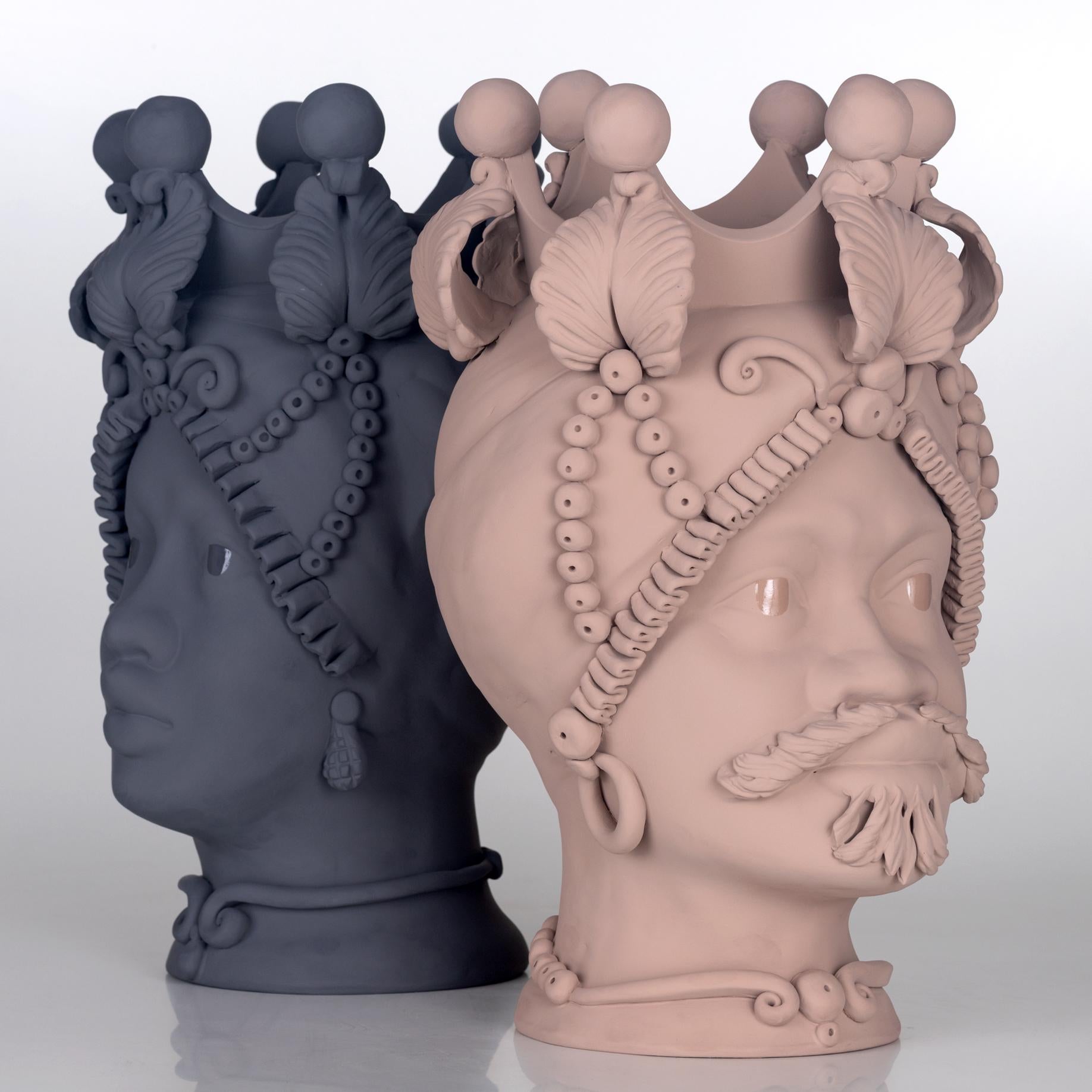 Folk Art Moorish Head Matt Vases Collection 
