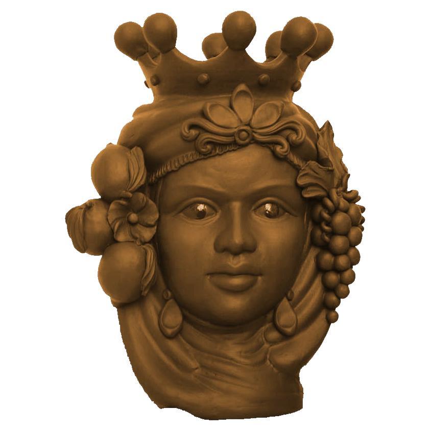 Moorish Heads Vases "Catania Bronze", Handmade in Italy, 2019, Unique Design