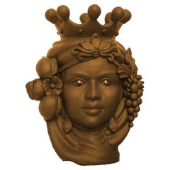 Moorish Heads Vases "Catania Bronze", Handmade in Italy, 2019, Unique Design