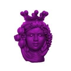 Maurische Köpfe Vasen „Catania Purple“, handgefertigt in Italien, 2019, einzigartiges Design