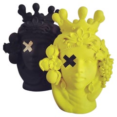 Collection de vases à têtes mauresques « Catane », ensemble de 2 pièces, fabriqués à la main en Italie