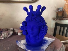 Moorkopf-Vasen „Galaxy Electric Blue“, handgefertigt in Italien, 2019, Home Decor