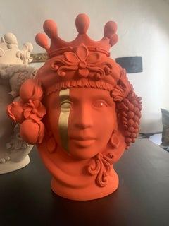 Moor Heads Vases "Galaxy with Gold", Handmade in Italy, 2019, Unique Design