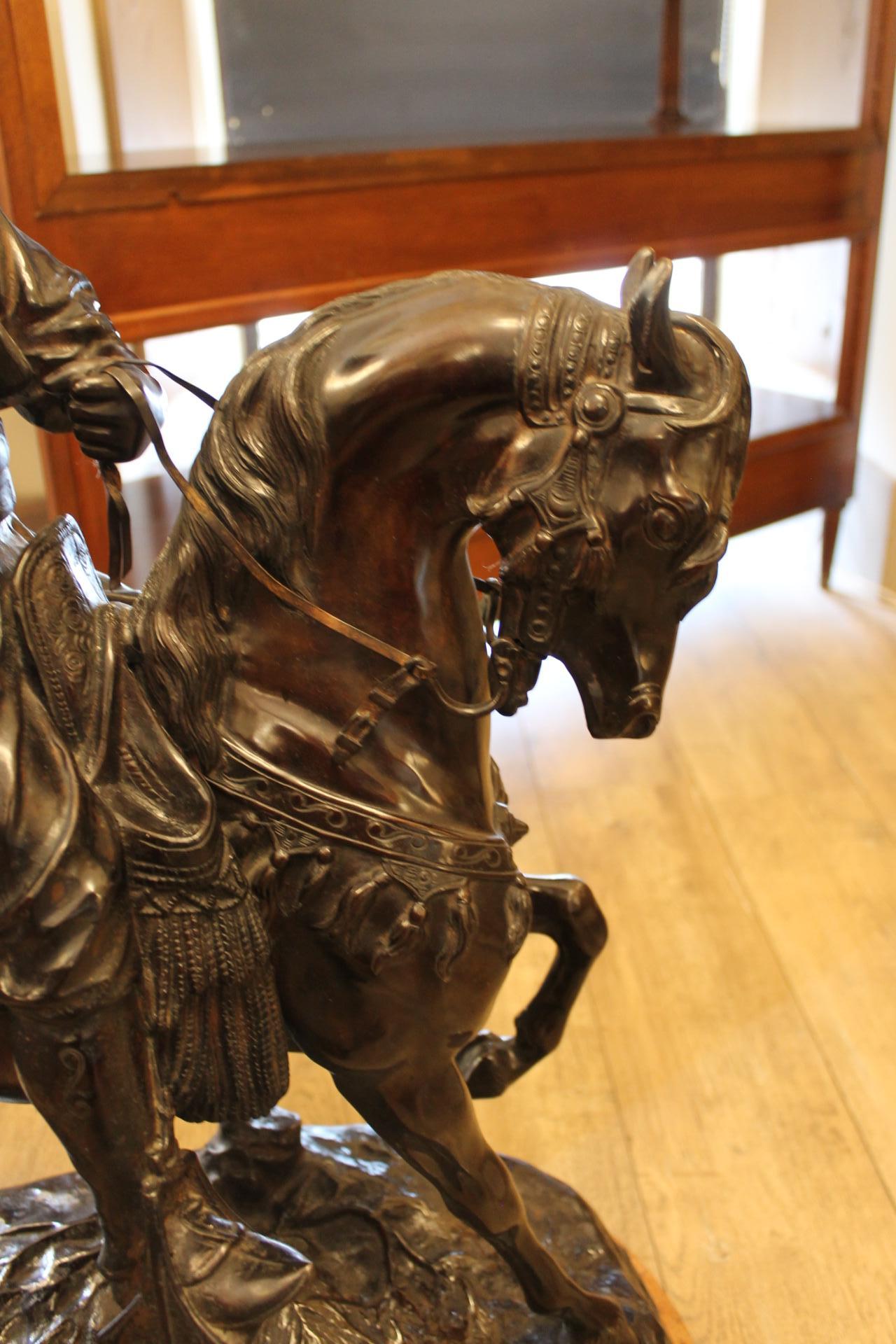 Moorish horseman bronze, return from the hunt, Signed Barge Fils For Sale 4