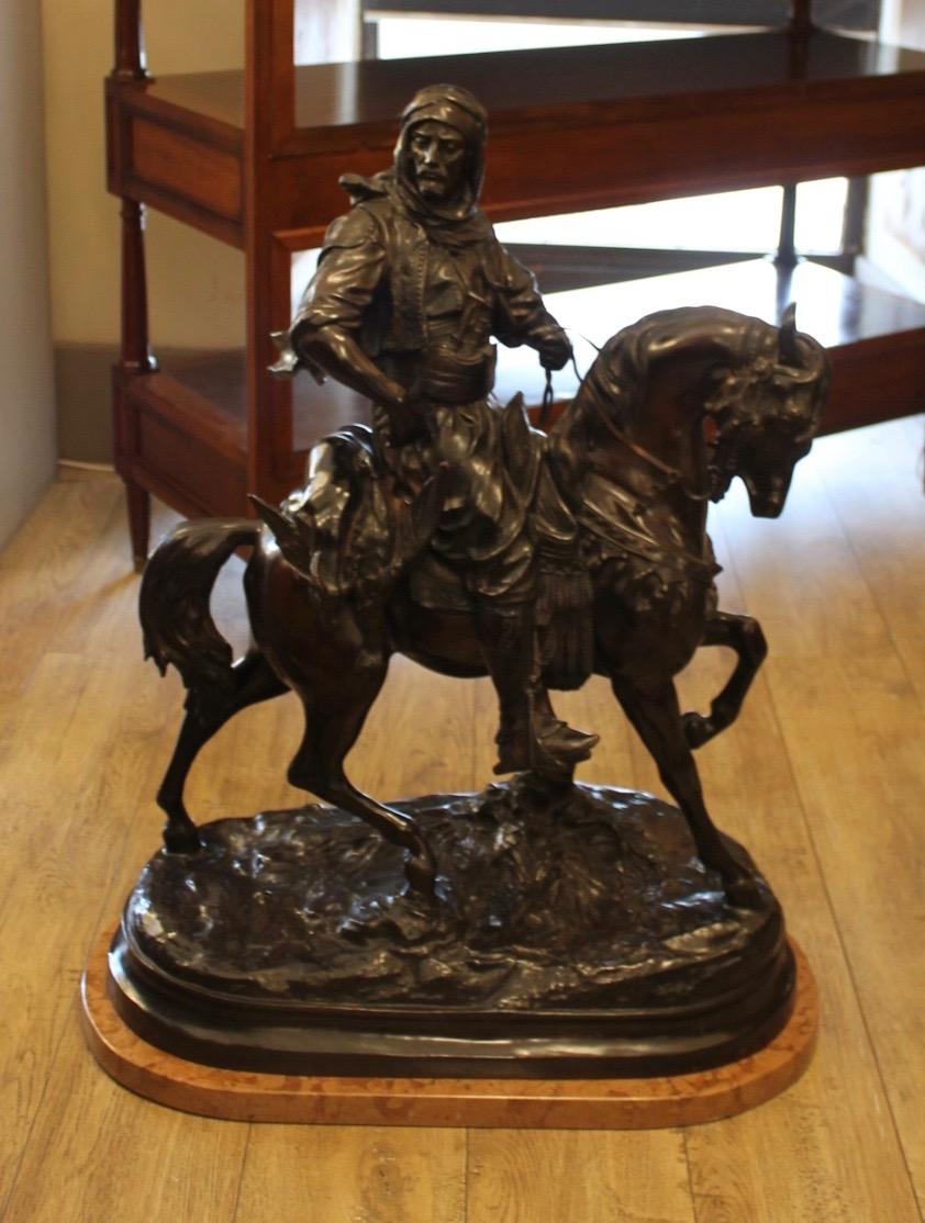 Moorish horseman bronze, return from the hunt, Signed Barge Fils For Sale 7