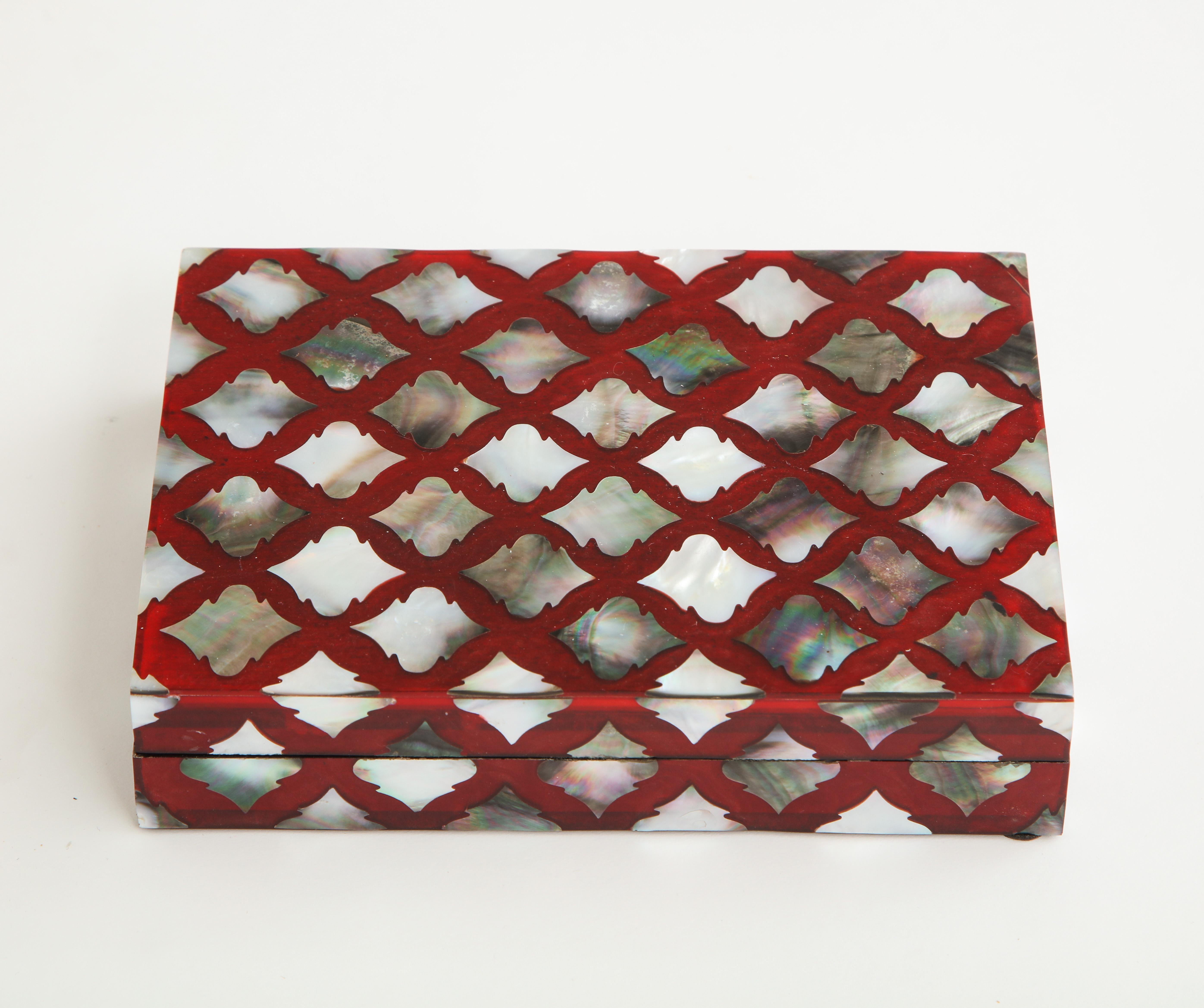Contemporary Moorish Influenced Abalone Shell Decorative Box