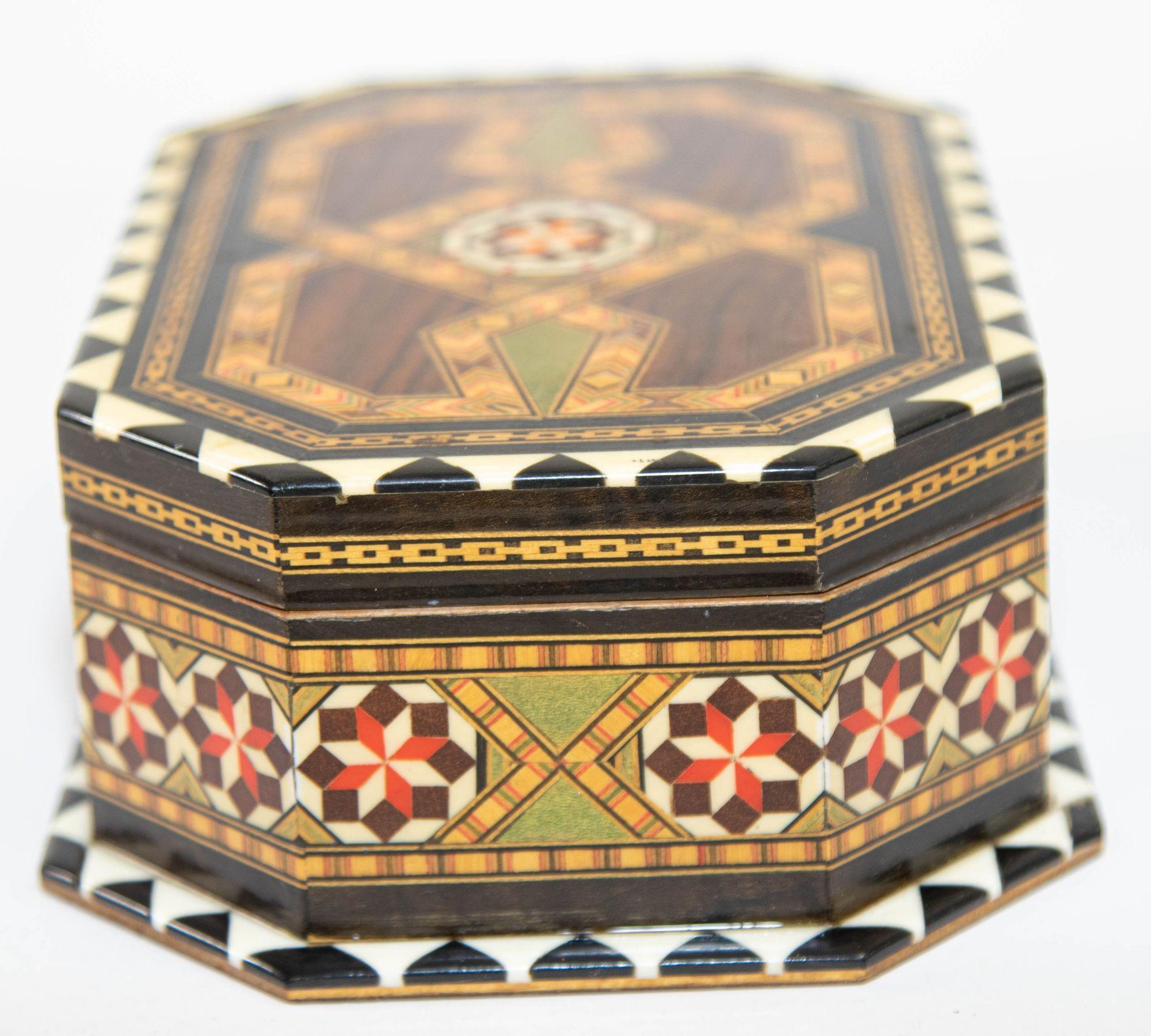 Spanish Moorish Inlaid Marquetry Jewelry Box Spain For Sale