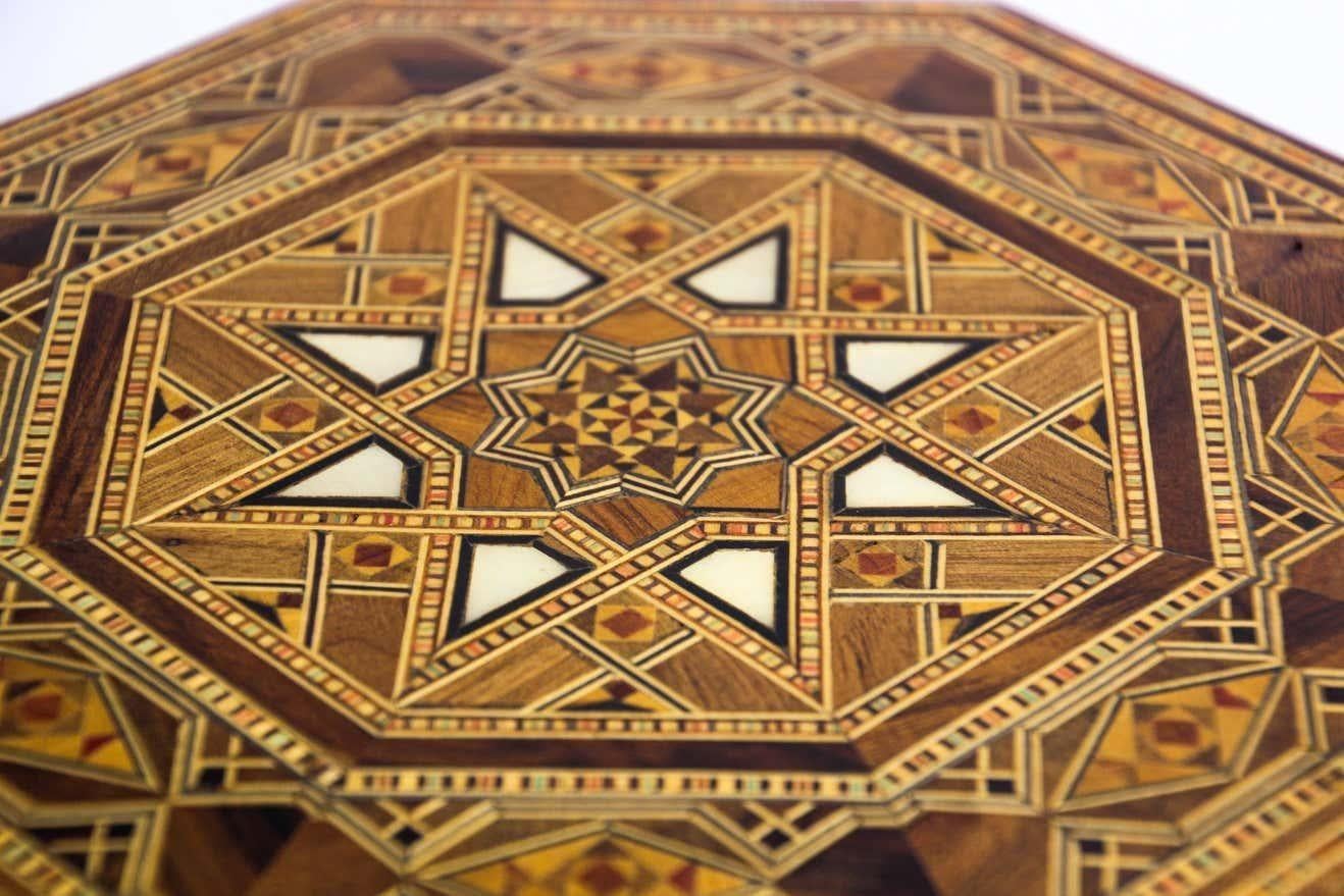 Moorish Inlaid Marquetry Mosaic Octagonal Jewelry Box 5