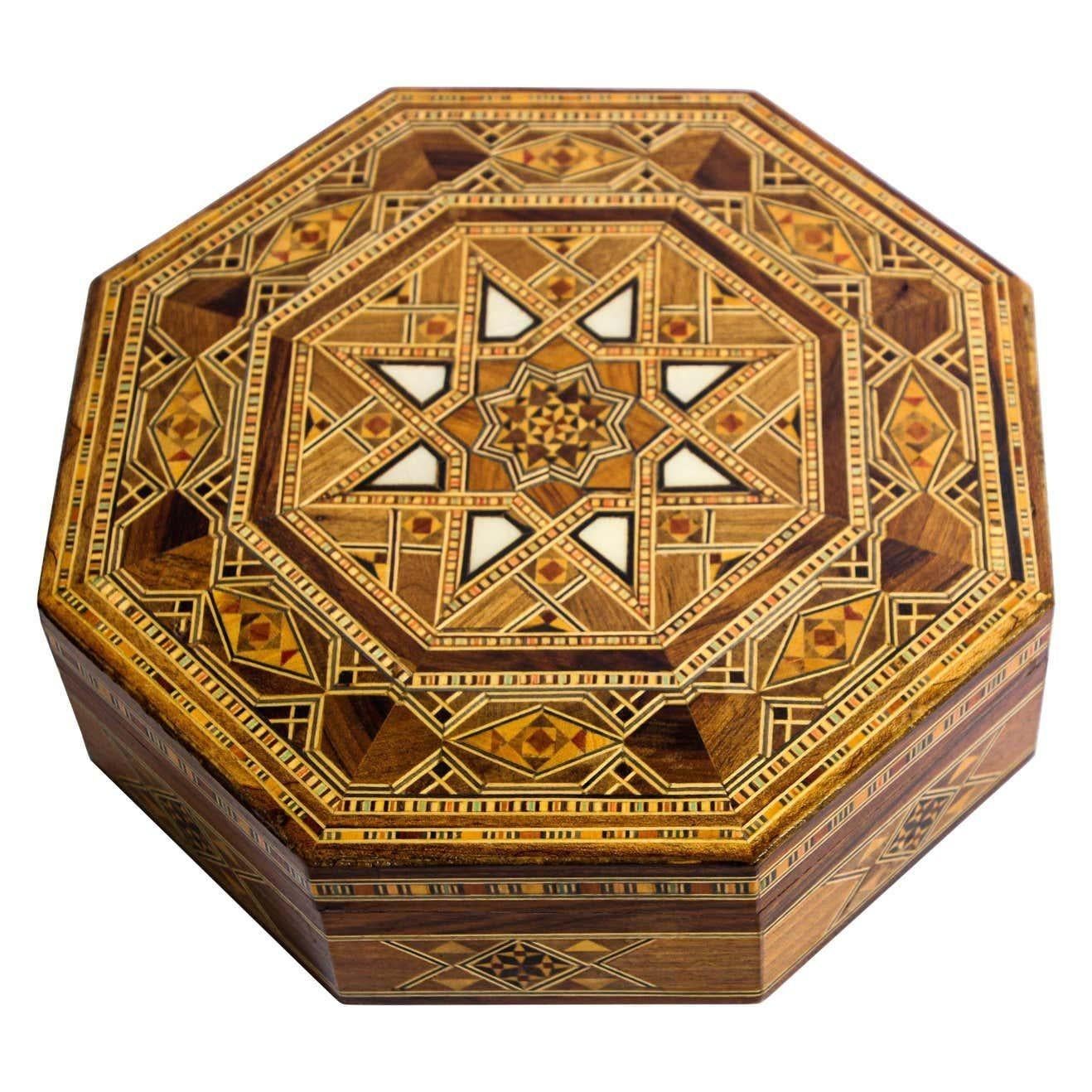 Moorish Inlaid Marquetry Mosaic Octagonal Jewelry Box 6