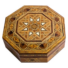 Moorish Inlaid Marquetry Mosaic Octagonal Jewelry Box