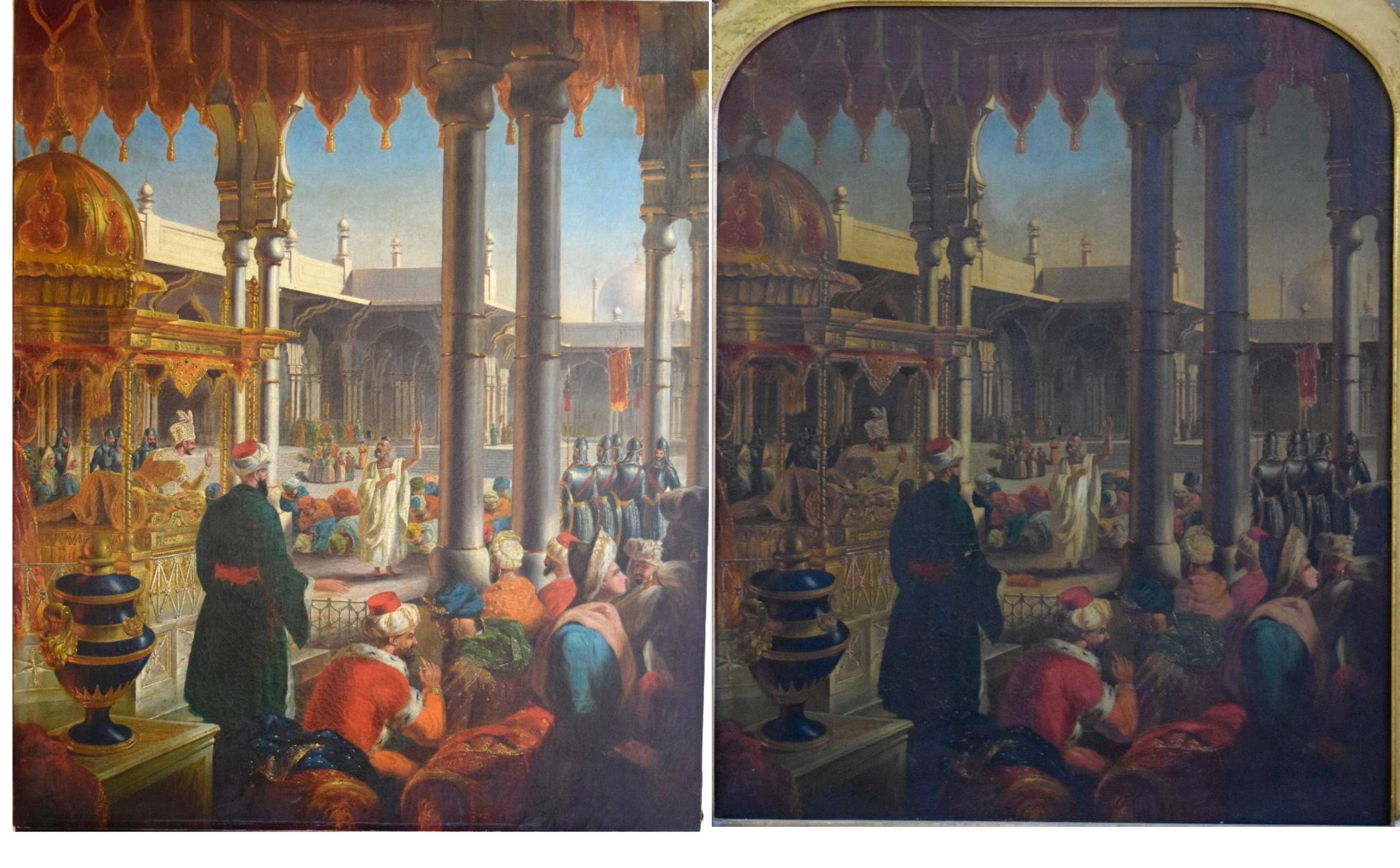 Moorish Interior Scenes a Pair of Paintings by G.P. Jenner In Good Condition In Hudson, NY