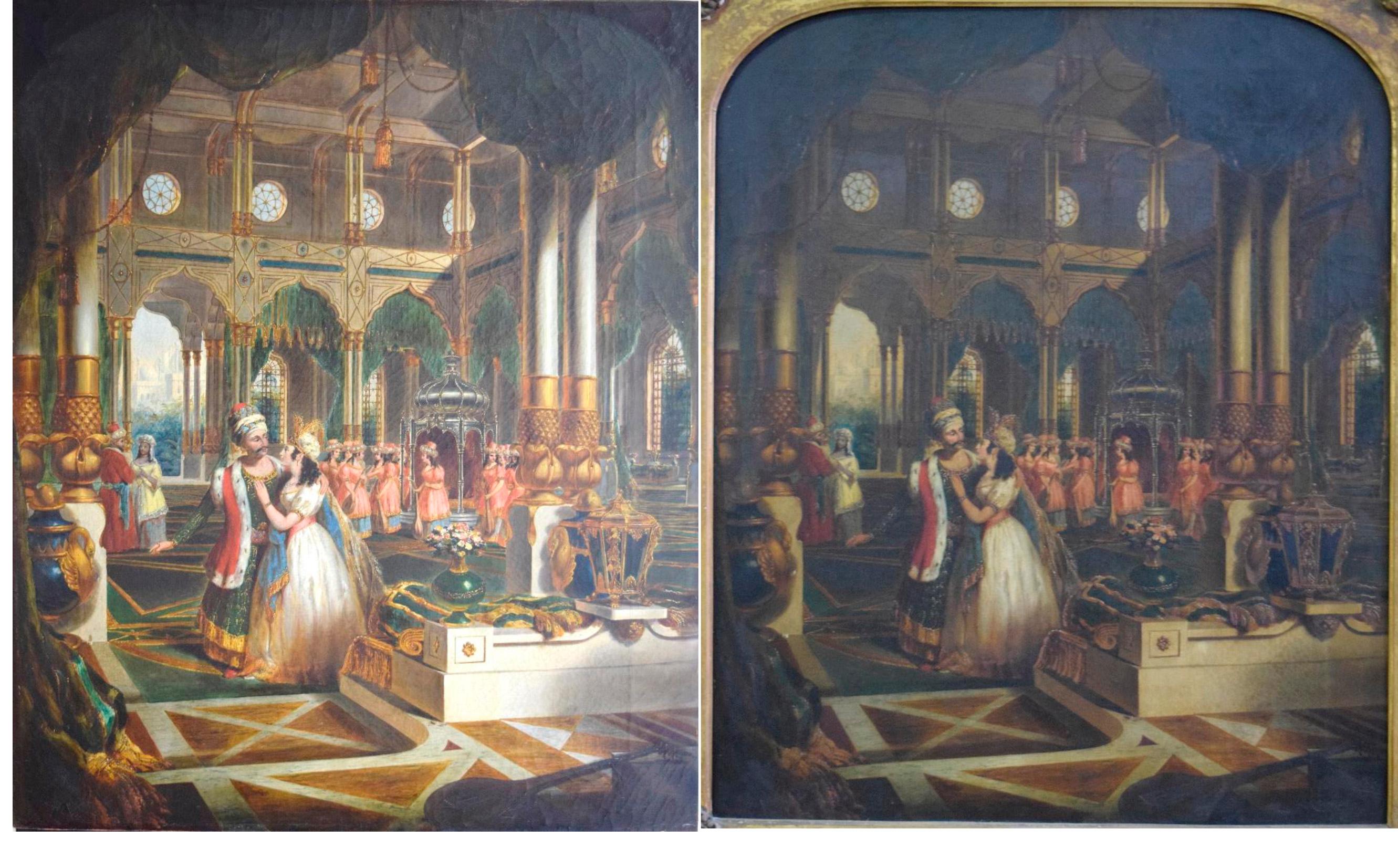 19th Century Moorish Interior Scenes a Pair of Paintings by G.P. Jenner