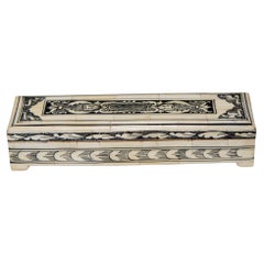 Morisco Islámico Mughal Raj Decorativo Vizagapatam Hueso Tallado Joyero India