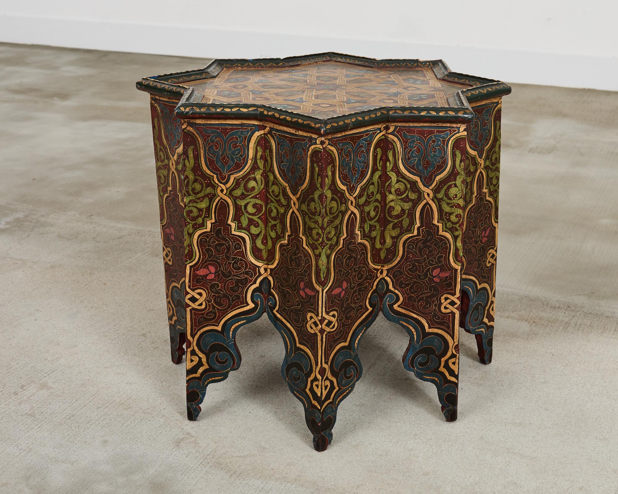 Moorish Islamic Star Shaped Polychrome Drink Table 4