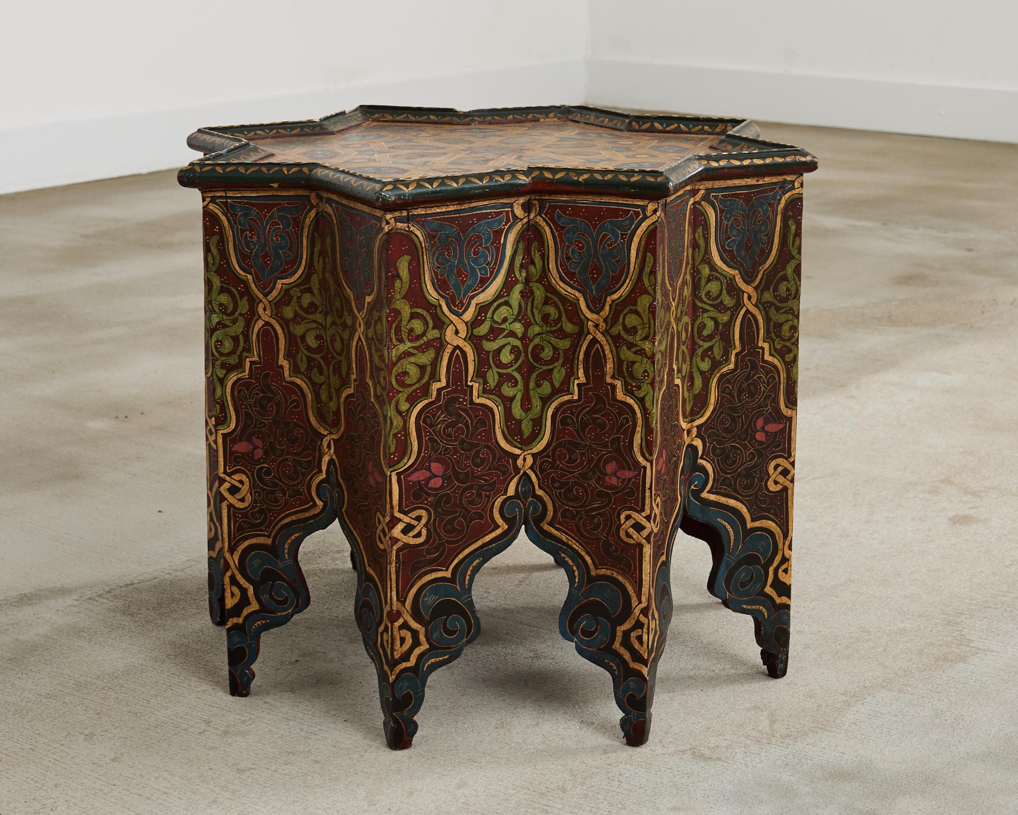 Moorish Islamic Star Shaped Polychrome Drink Table 6