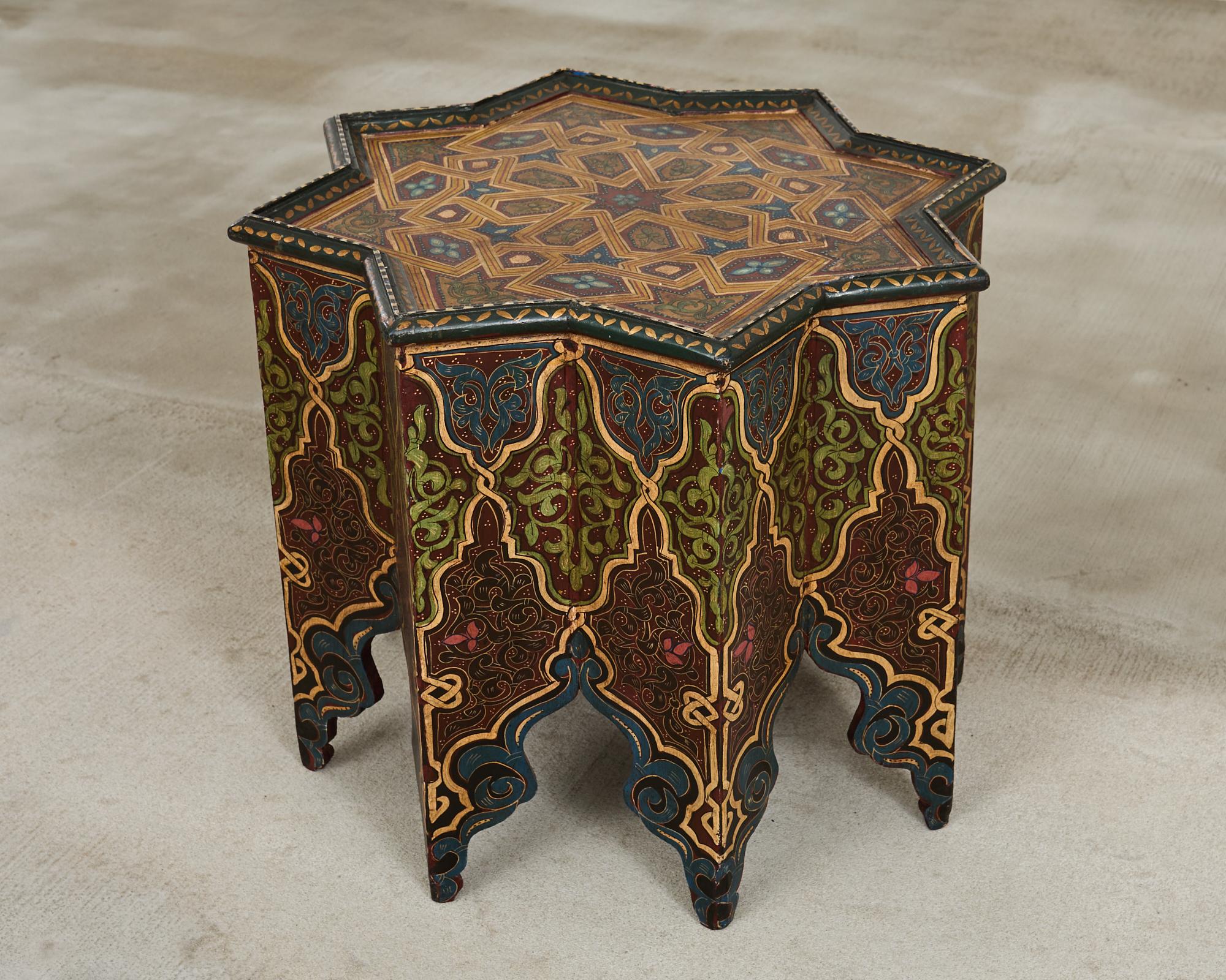 Moorish Islamic Star Shaped Polychrome Drink Table 11