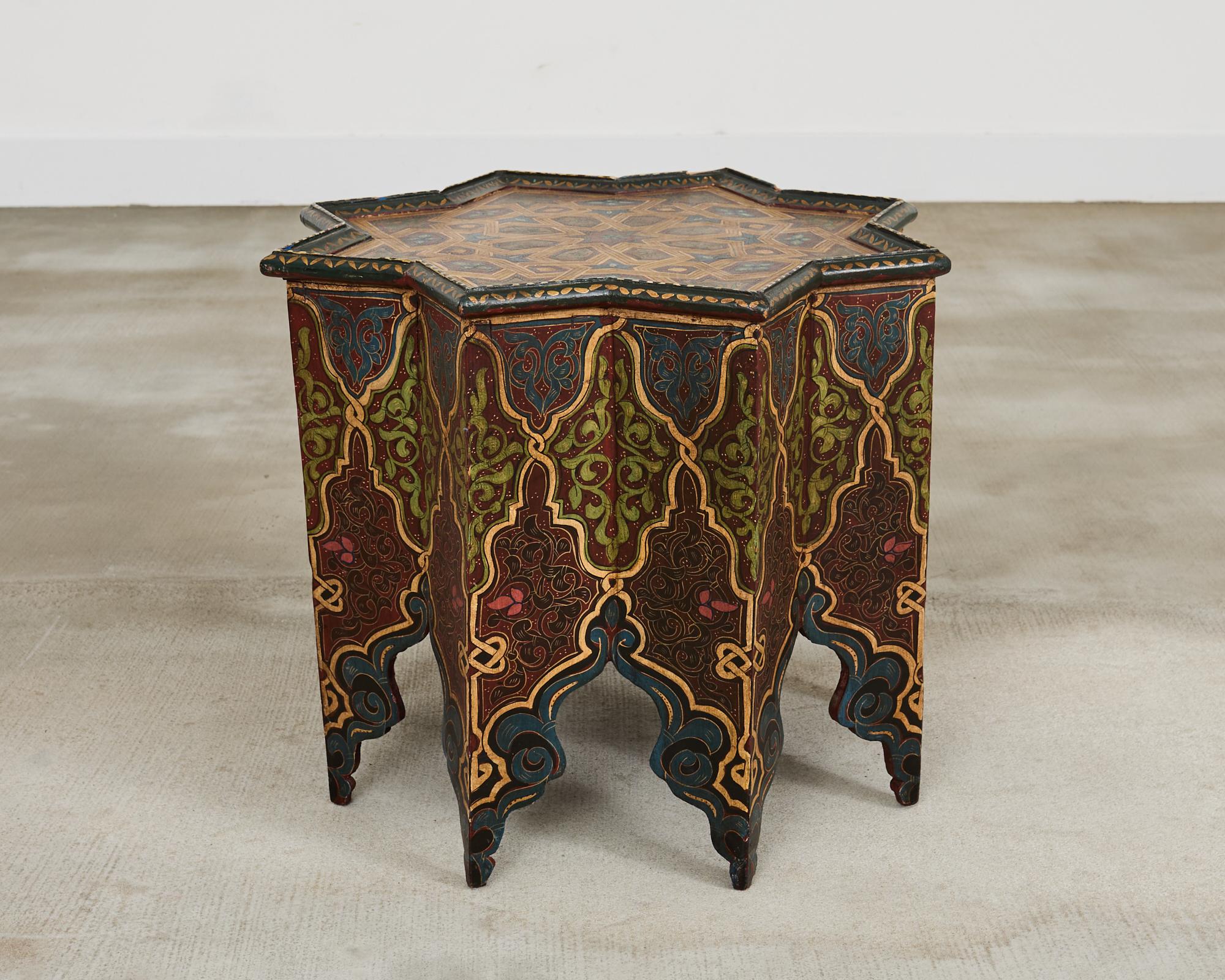 Moorish Islamic Star Shaped Polychrome Drink Table 12