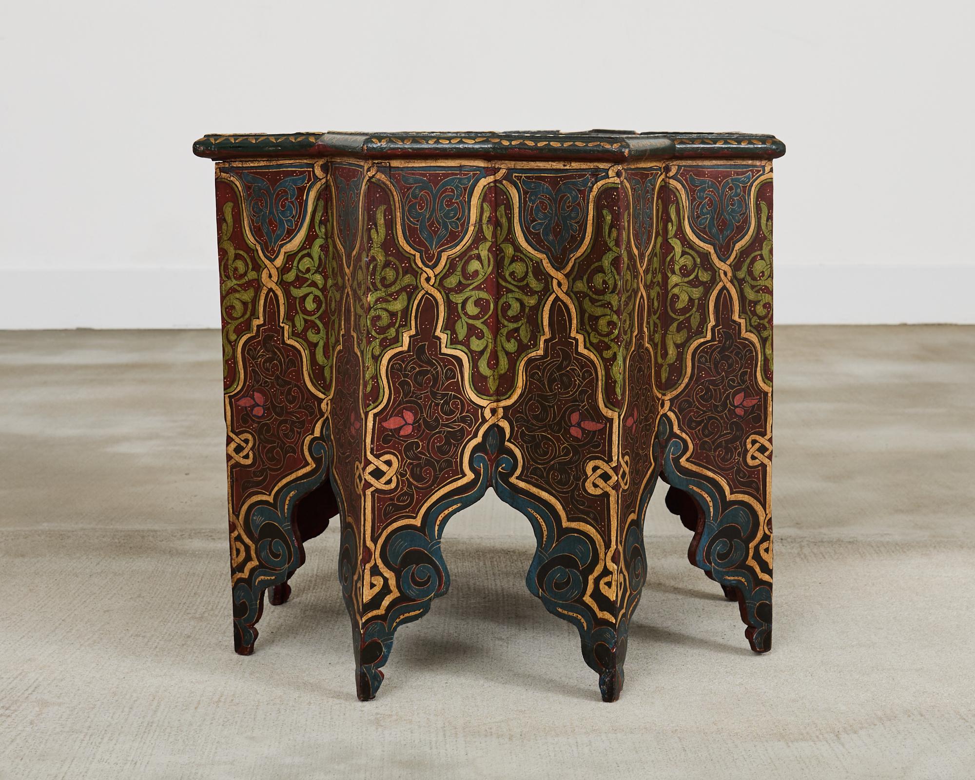 20th Century Moorish Islamic Star Shaped Polychrome Drink Table